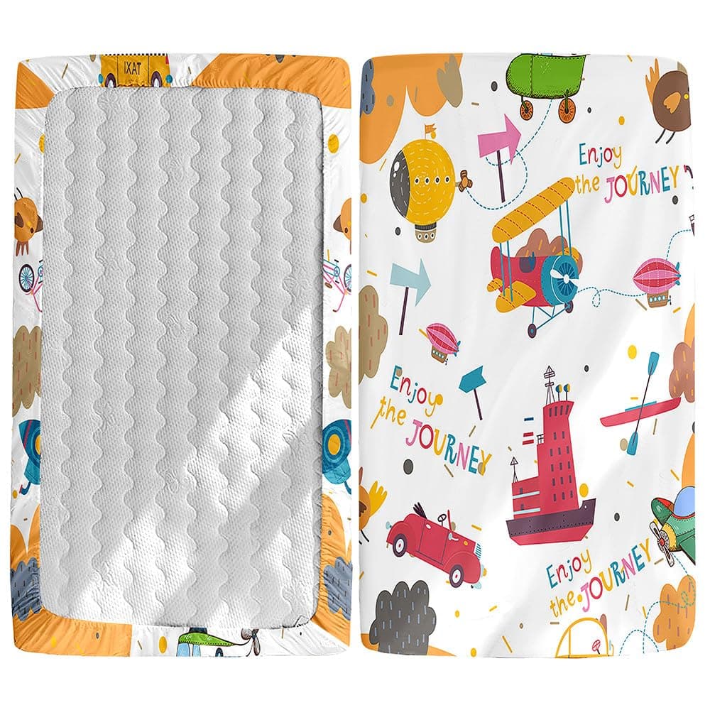 Morbuy Cot Fitted Sheets, Soft Cot Sheets, Cot Sheets with Elasticated Corners, Crib Sheets for Babies, Girls and Boys (Travel, 140 x 70 cm)