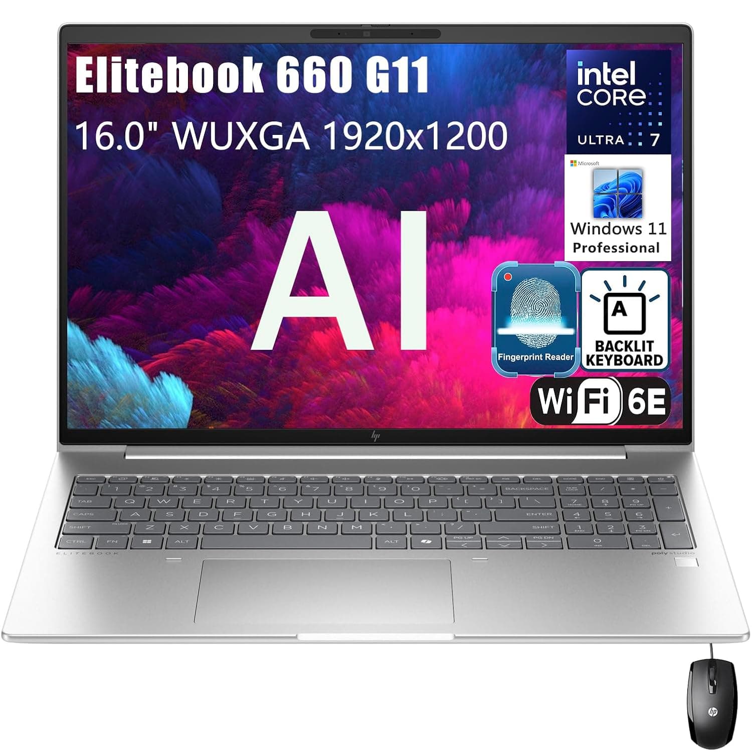 HP Elitebook 660 G11 16" FHD+ Business AI Laptop Computer, Intel Ultra 7 155U (Beat i7-1355U), 64GB DDR5 RAM, 4TB PCIe SSD, WiFi 6E, Backlit Keyboard, Fingerprint Reader, Windows 11 Pro, venthear