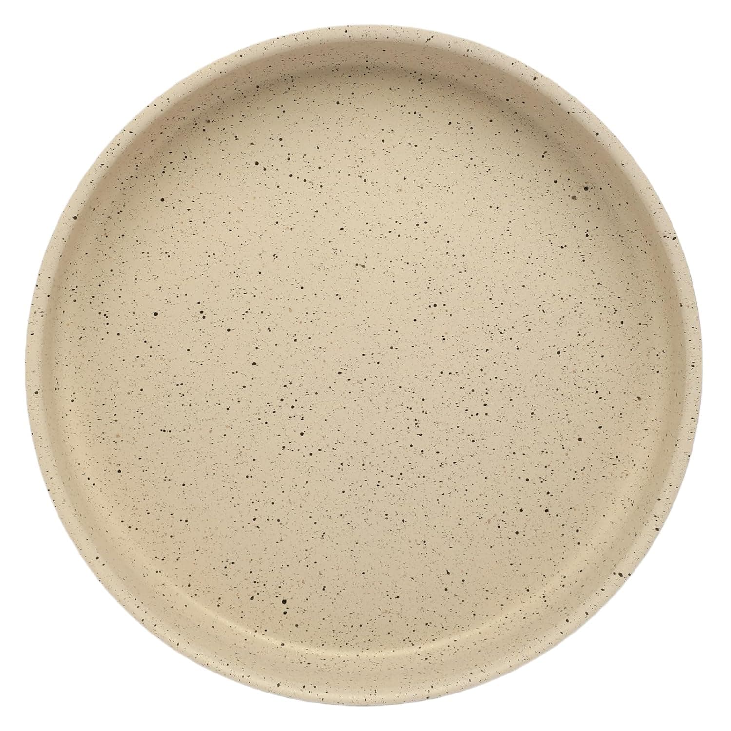 Bister Granite Round Oven Tray, Nonstick with Flat Bottom Suitable for Induction Cooker Halogon Oven and Gas Stove, Beige, Dia.28 x 5cm