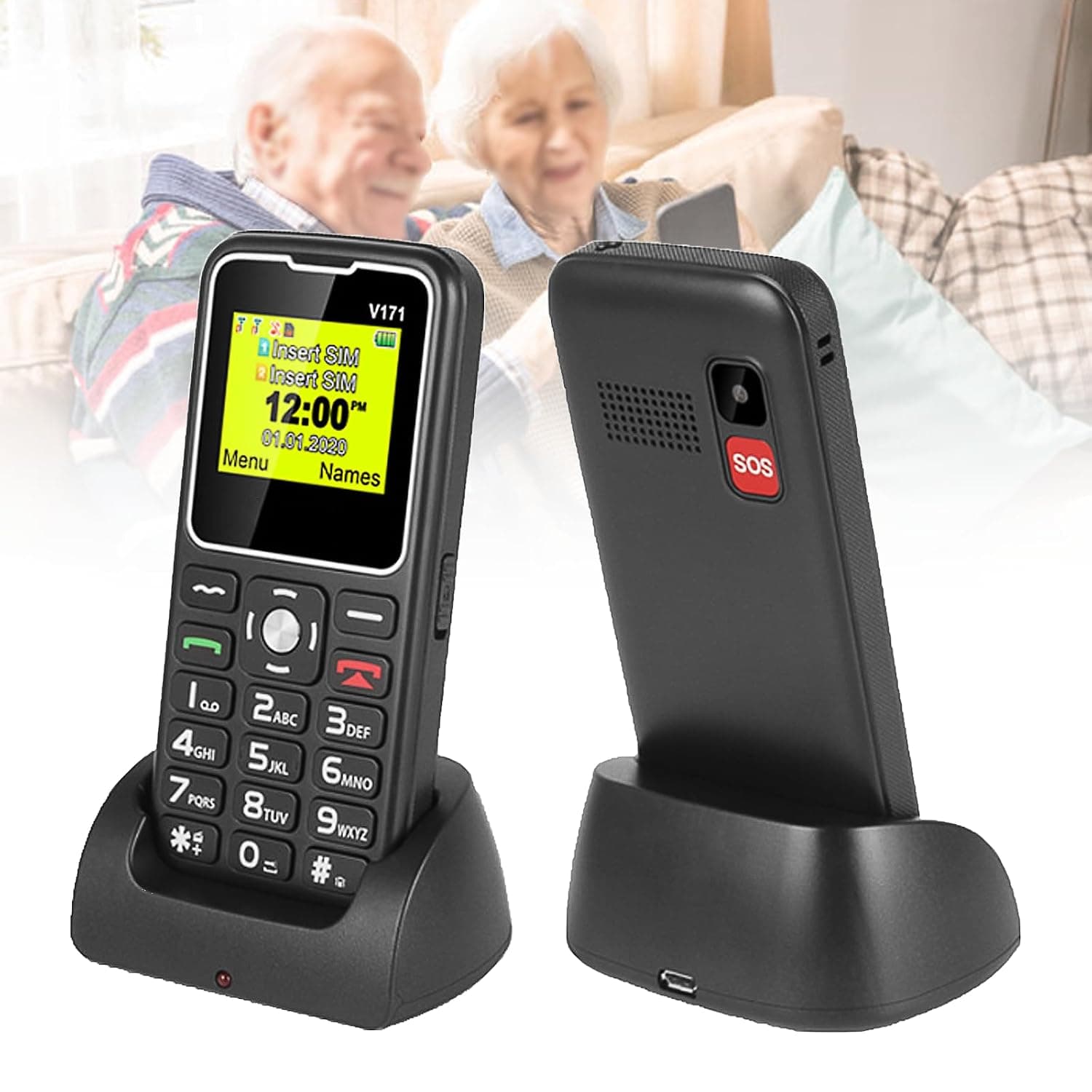 Basic Mobile Phones for the Elderly and Kids, Unlocked Dumb Phones, Cell Phones Without Internet - with Big Buttons, MP3, MP4, Camera, Flashlight, SOS,Black