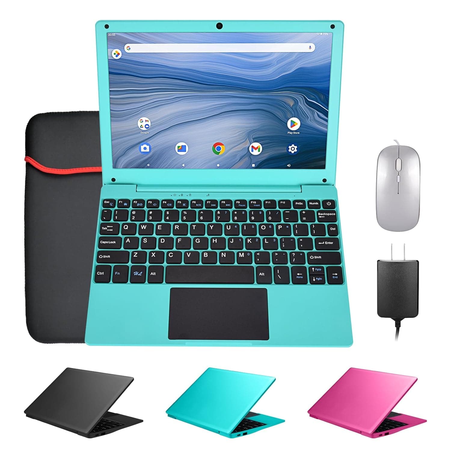 Mini 10.1 inch Android 12 Laptop Computer, Portable Small Netbook Computer with Allwinner A133 CPU Android 12 OS 2GB RAM 64GB EMMC HD IPS Screen 1280x800 Pixel 0.3MP Camera (Blue)