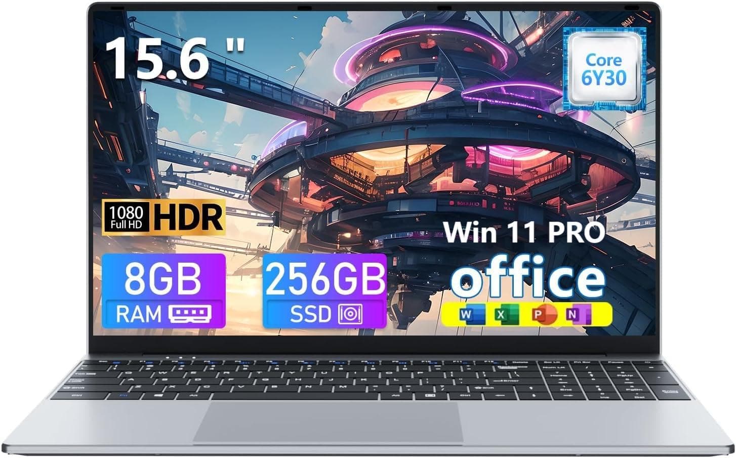 DUNHOO Laptop, 15.6 Inch Laptops Core M3-6Y30 Processor 8GB RAM 256GB SSD, 2026 Laptop Computer with 180°Opening, Win 11 Pro, FHD 1920*1080, Portable Office Lap Top for Business Student Light Gaming