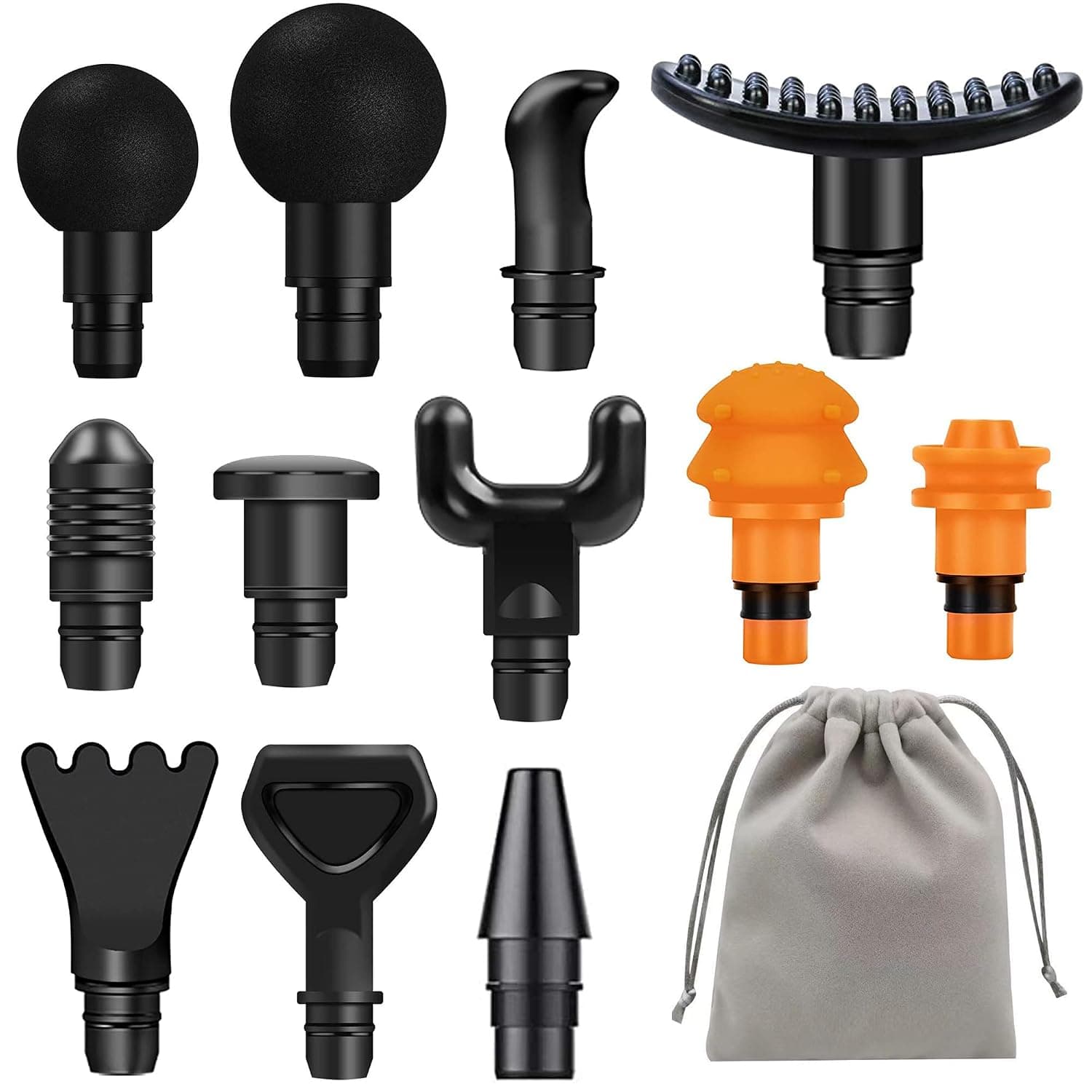 Massage Gun Heads for Hypervolt Go, 12 Replaceable Massager Gun Attachment | 12 Different Muscle Massager Heads Deep Tissue Percussion Plug and Play Salon Tools Home Pain Relief New Upgrade Massage Head