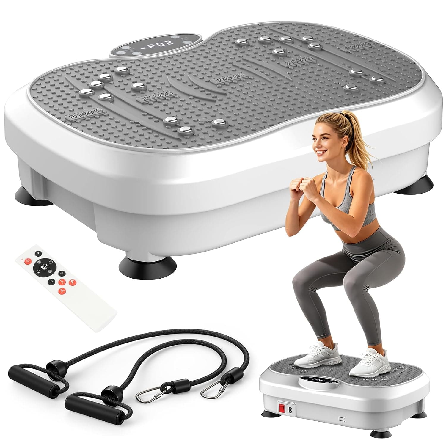 Vibration Plate Exercise Machine for Lymphatic Drainage, Whole Body Fitness Workout Equipment Stand Shake Board Sport Gym for Weight Loss Fat Burner for Women Men