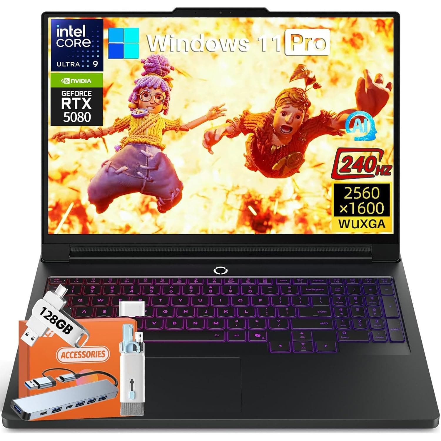 Lenovo Legion Pro 7i Gen 10 Gaming Laptop 2025, GeForce RTX 5080 16GB GDDR7, Intel Ultra 9 275HX 24-Core 5.4GHz, 16" WQXGA OLED 500nits 240Hz, 32 GB DDR5, 1 TB SSD, Wi-Fi 7, Win11 Pro, w/Accessories