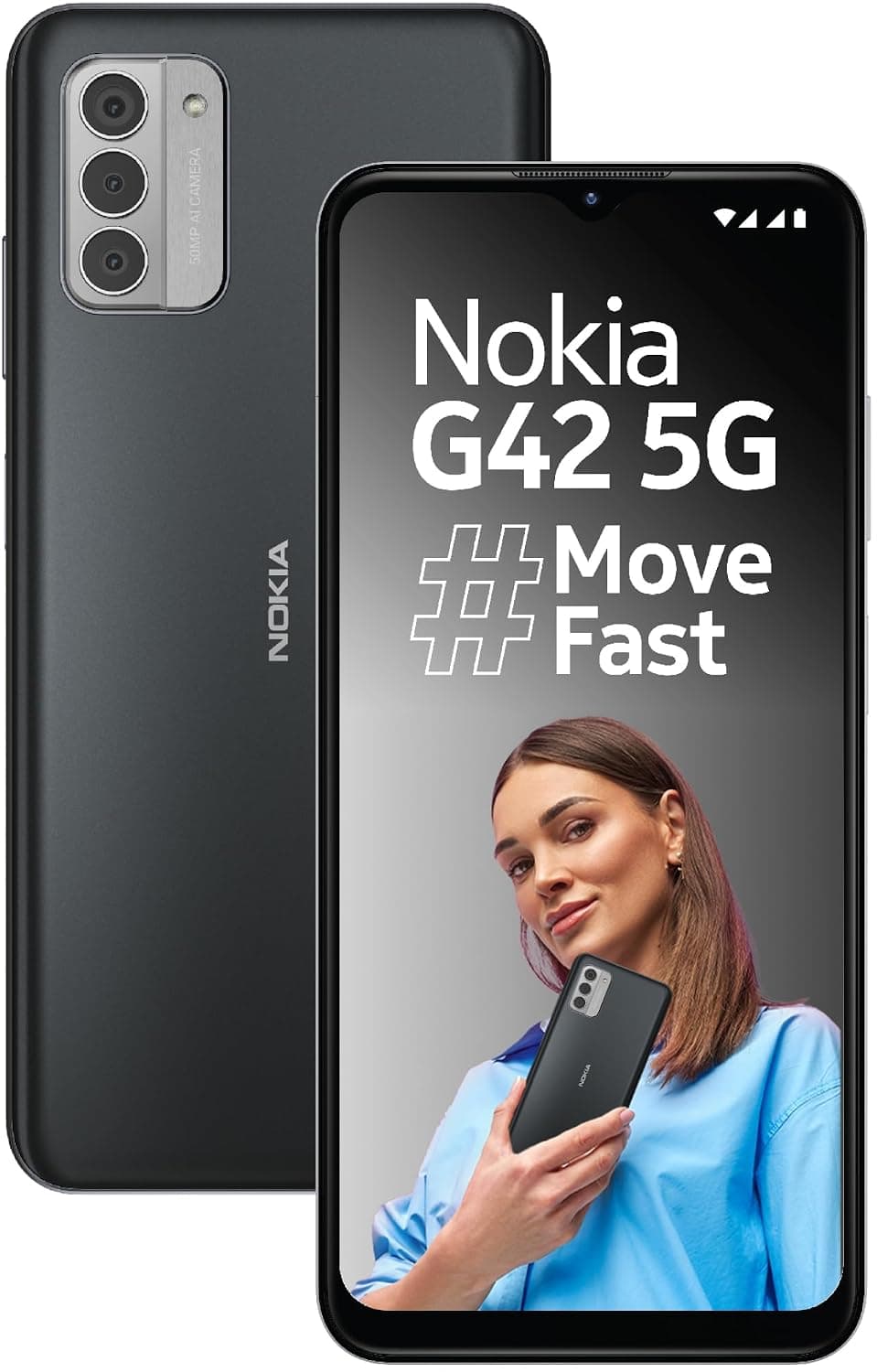 Nokia G42 5G | Snapdragon® 480+ 5G | 50MP Triple AI Camera | 16GB RAM (8GB RAM + 8GB Virtual RAM) | 256GB Storage | 5000mAh Battery | 2 Years Android Upgrades | 20W Charger Included | So Grey