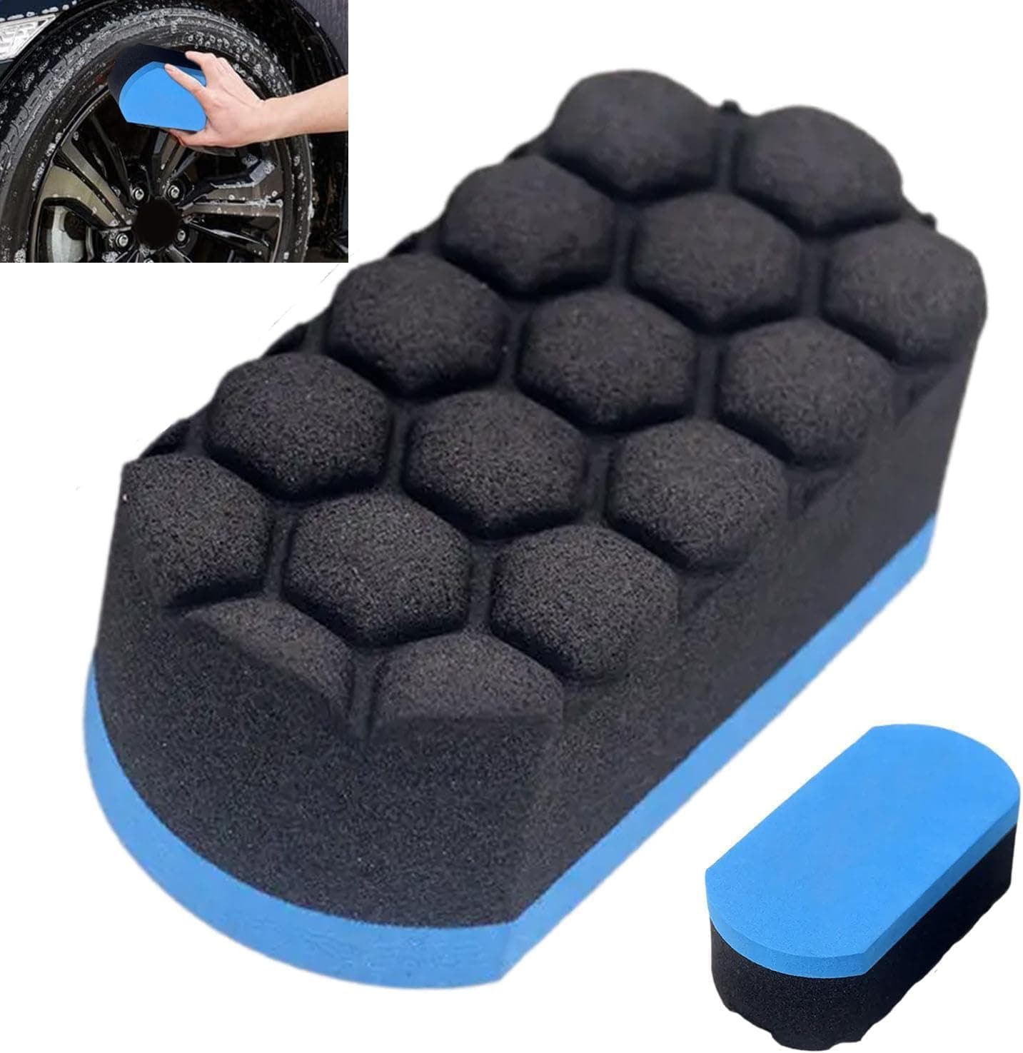 Aputue Car Cleaning Sponge, Dual Sided Microfiber Wash Pad with Ergonomic Grip, Scratch Free Paint Protection Detailing Scrubber(117x58x45mm)