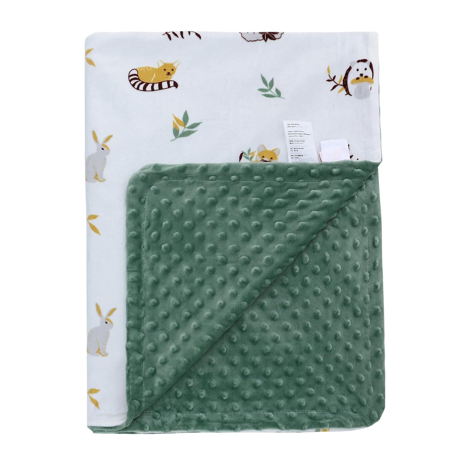 Kids Baby Blankets Newborn Plush Blanket Cartoon Print Fleece Soft Receiving Blankets Bedding Quilt for Toddlers 75 * 100CM (green amimal)