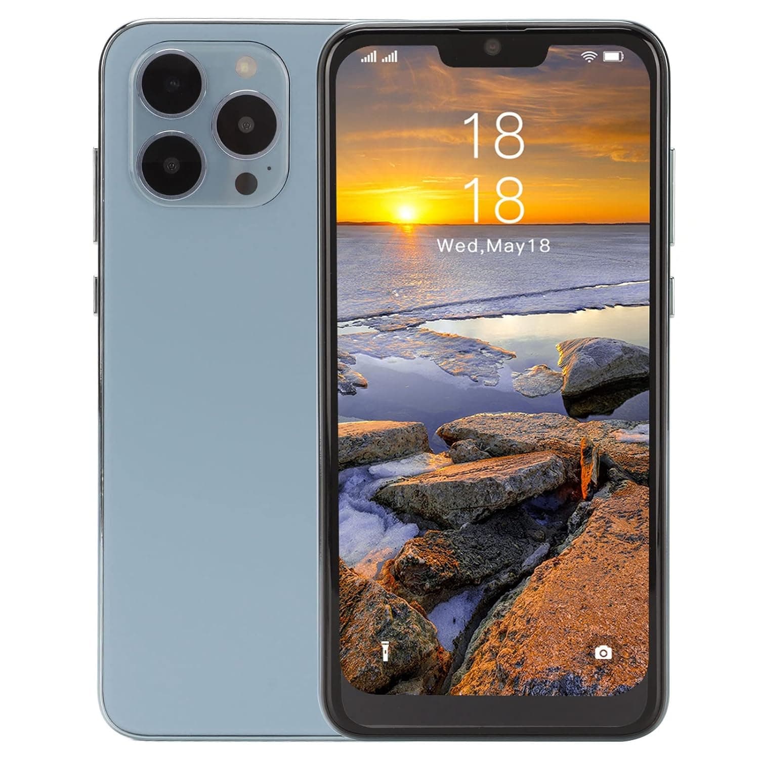 Unlock Cellphone, 6.1in FHD Band Screen Smartphone 1GB+8GB Cellphone with Triple Camera FACE ID Mobile Phone 3G WIFI