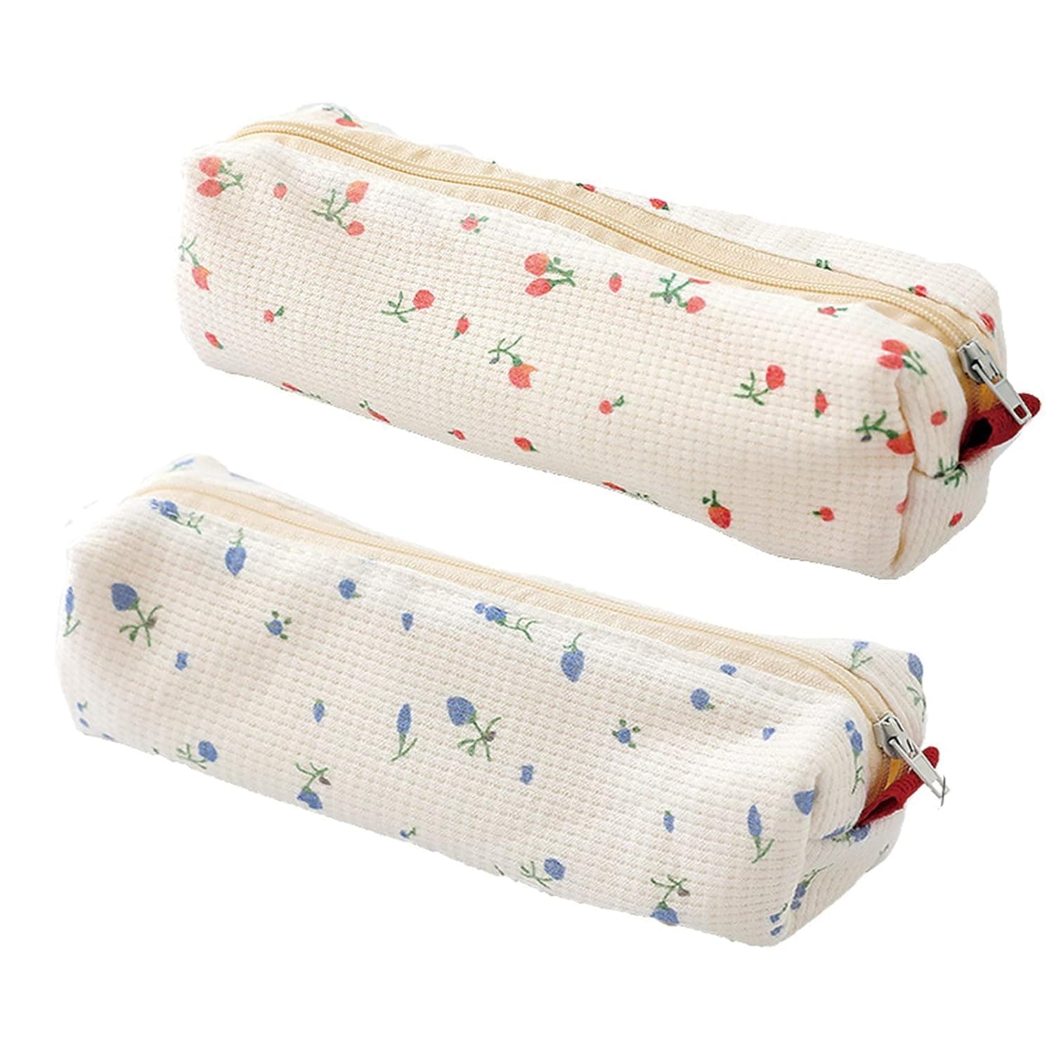 2 Pcs Cute Pencil Case Pouch, Pencil Bag, Case Holder Floral Pen Holder Cosmetic Makeup Bag for Women (Soft Flower)