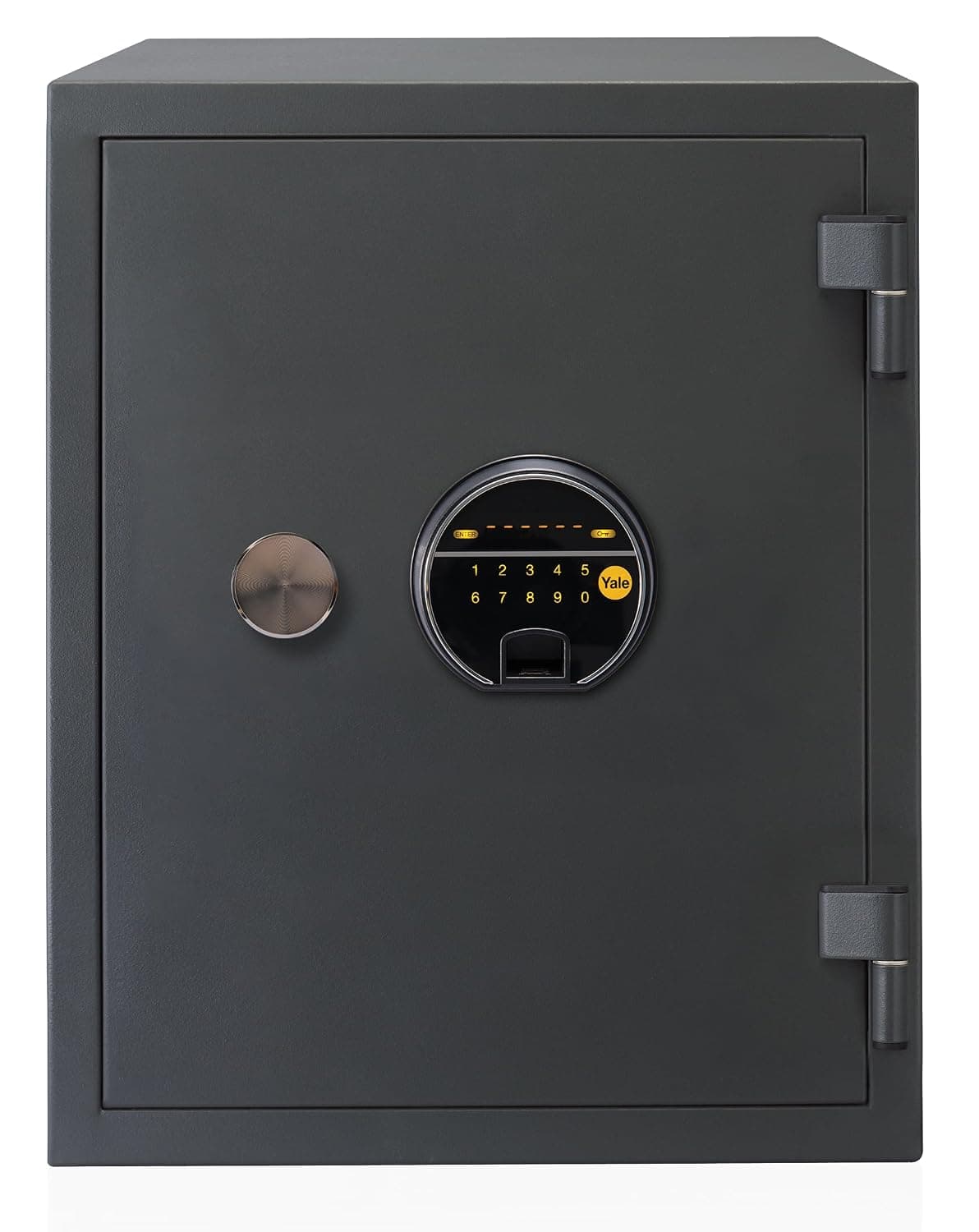Yale High Security Biometric Fire Safe XLarge, 1 hour fire resistance, LED display panel, 16mm Locking bolts, upto 126 fingerprint storage, Black, suitable for home and office use, YFF/520/FG2