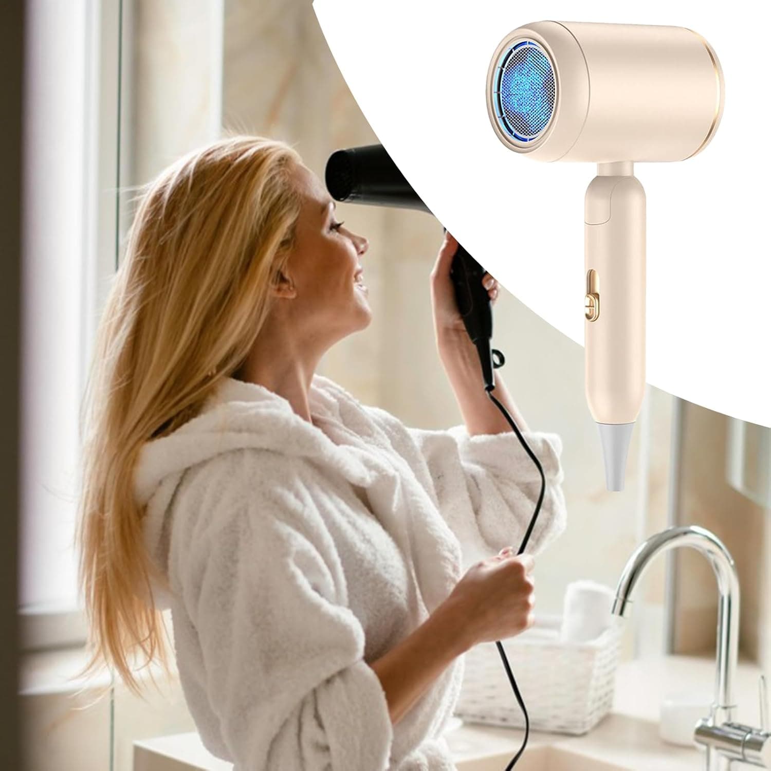 Hair Blow Dryer,Foldable Styling Dryer - Portable Hair Blower,for Women Men Home Travel Salon Vacation Hotel Apartment