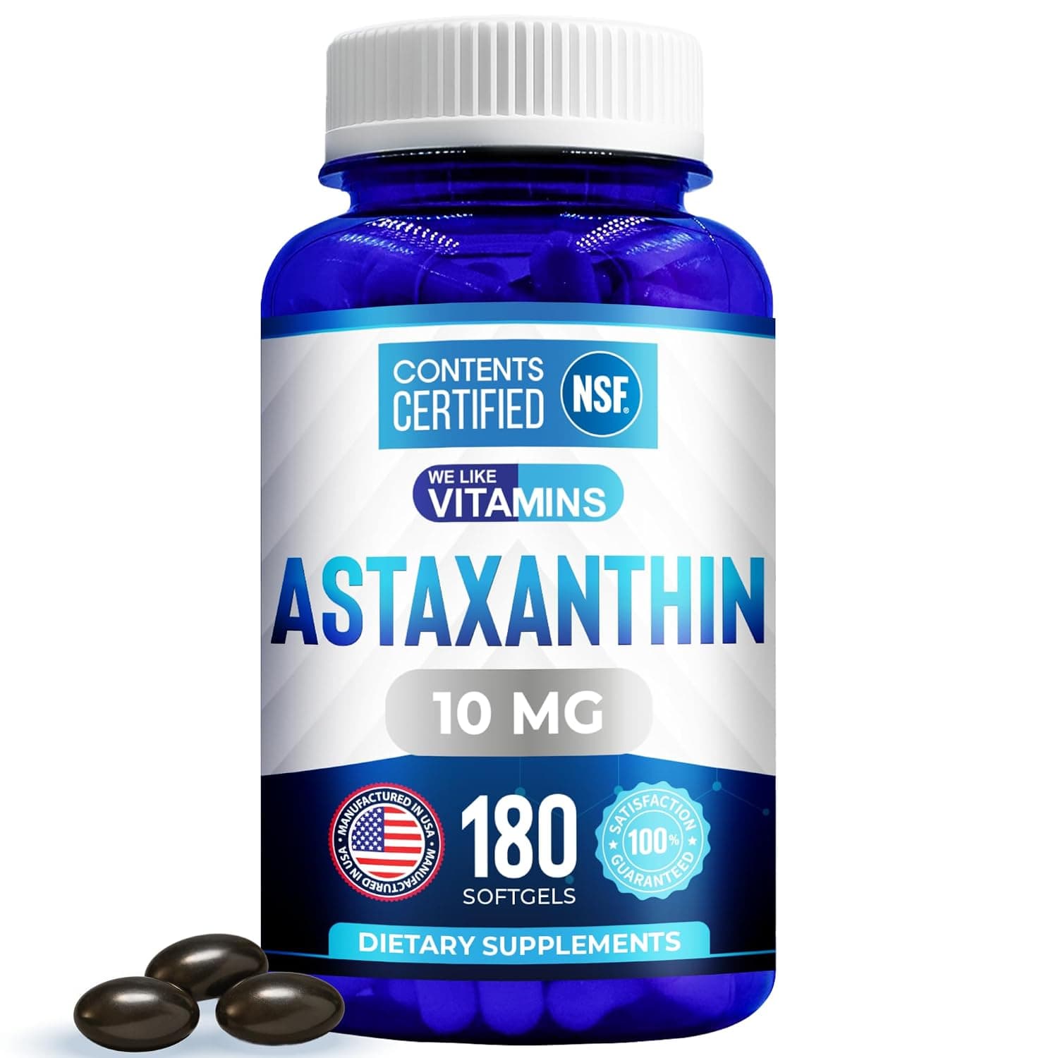 Astaxanthin 10mg - 180 Capsules - (Non GMO & Gluten Free) Astaxanthin Supplement 6 Month Supply