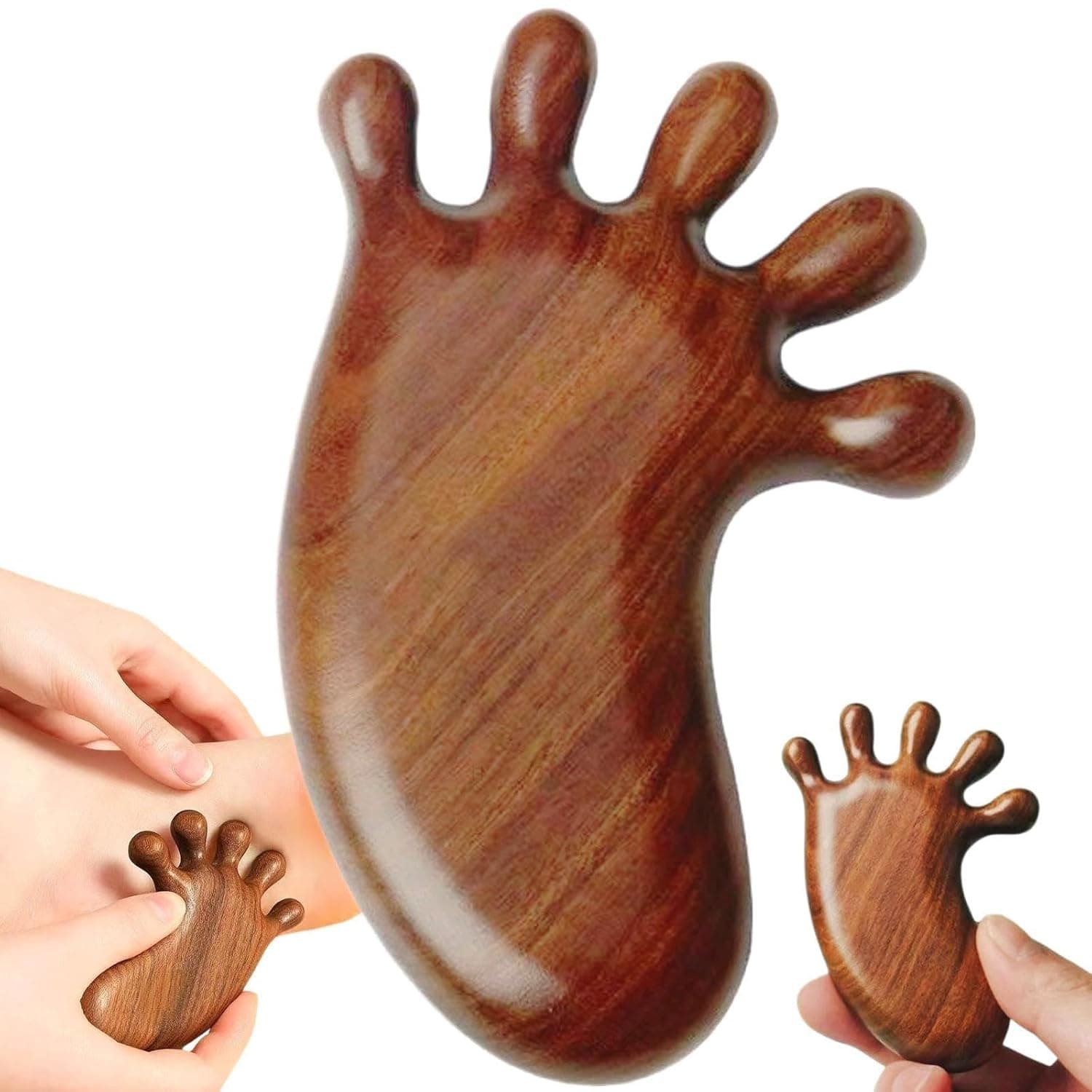 Foot Massage Tool, Sandalwood Traditional Manual Reflexology Tools, Wooden Scalp Massager for Scalp Gua Sha, Father's Day and Mother's Day Gifts, Cute Foot Shaped
