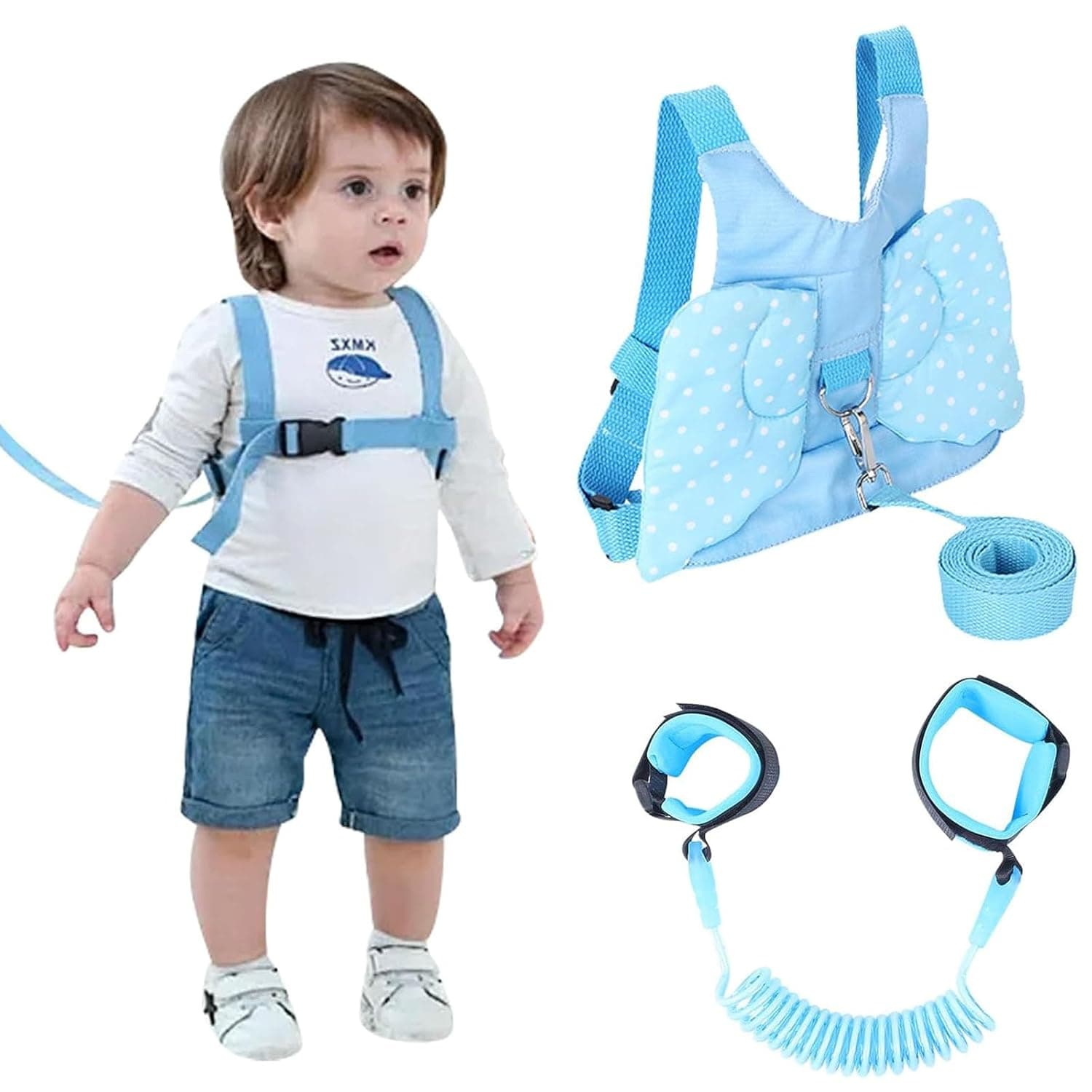 LinJie 3 in 1 Toddler Harness Leashes Anti Lost Wrist Link,Little Angel Safety Rope for Kids, Infants and Children Safely,Children's Straps,for Boys Girls Outdoor Walking
