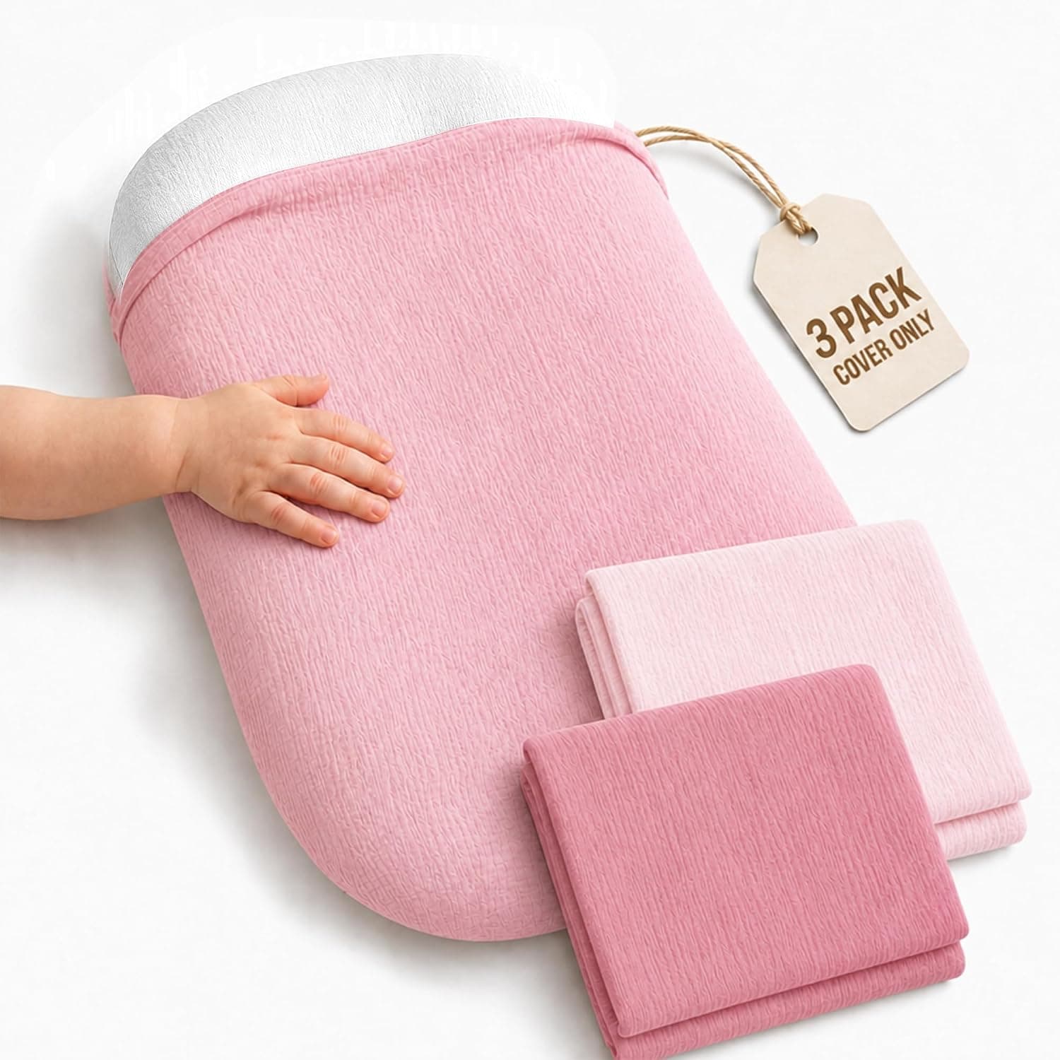 3-Pack 100% Waterproof Baby Lounger Cover – Ultra Soft & Breathable 2-Ply Organic Cotton Slipcovers, Machine Washable Nursery Essential for Newborn, Perfect Cover Protector for Baby Lounger