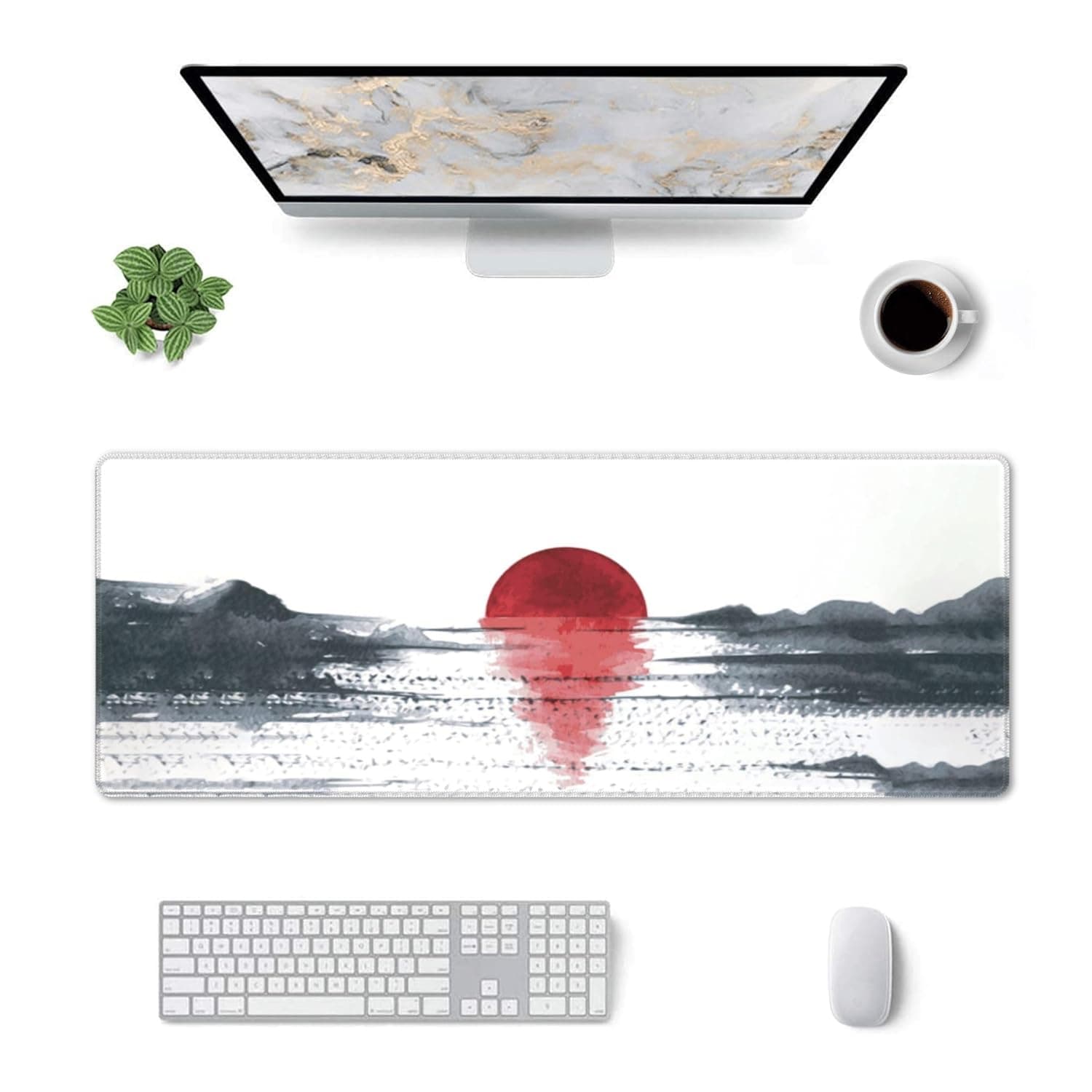 Gaming Mousepad Desk Mat XXL Extended Large Mouse Pad Mouse Mat Desk Pad for Computer Laptop Gamers 300 * 800 mm Non-Slip Rubber Base with Stitched Edges for Gamer, Office & Home (Sunrise by the Sea)