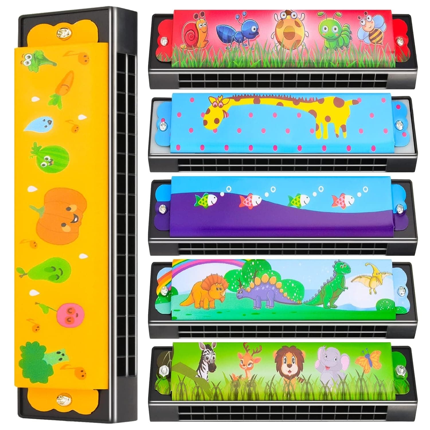 6 Styles Lightweight Harmonica,Double Row 16-Hole Musical Instrument Toy, Easy to Play Harmonica Party Favors, Ideal Gift for Children, Music Learning Toy for Beginners and Kids