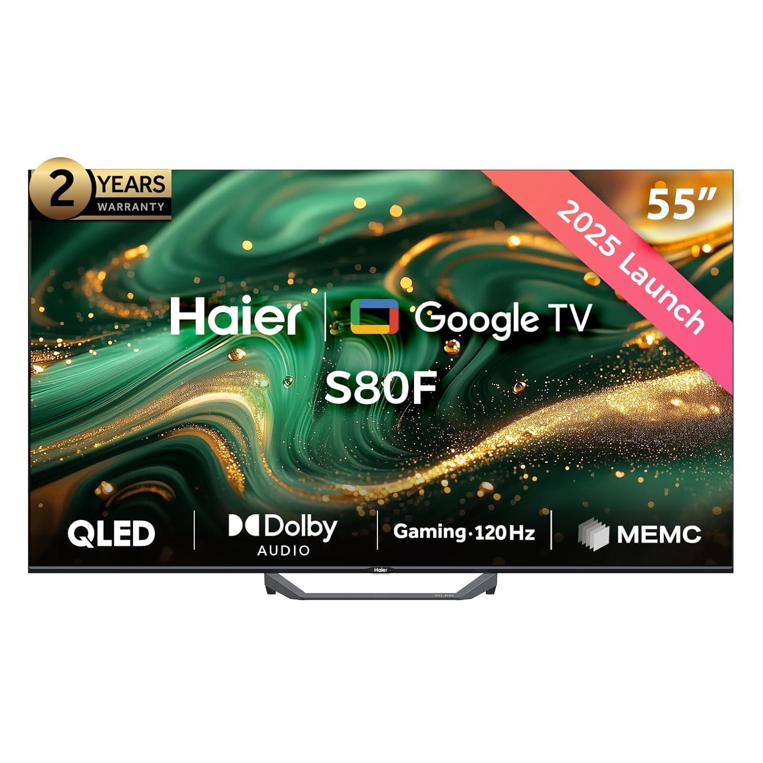 Haier 55 Inch 4K QLED Smart Google TV | Gaming@120 Hz | Dolby Audio | MEMC/VRR/ALLM | 2+32GB RAM/ROM | Chromecast | HDMI 2.1 | Premium Bezel-Less Design - H55S80FUX Black