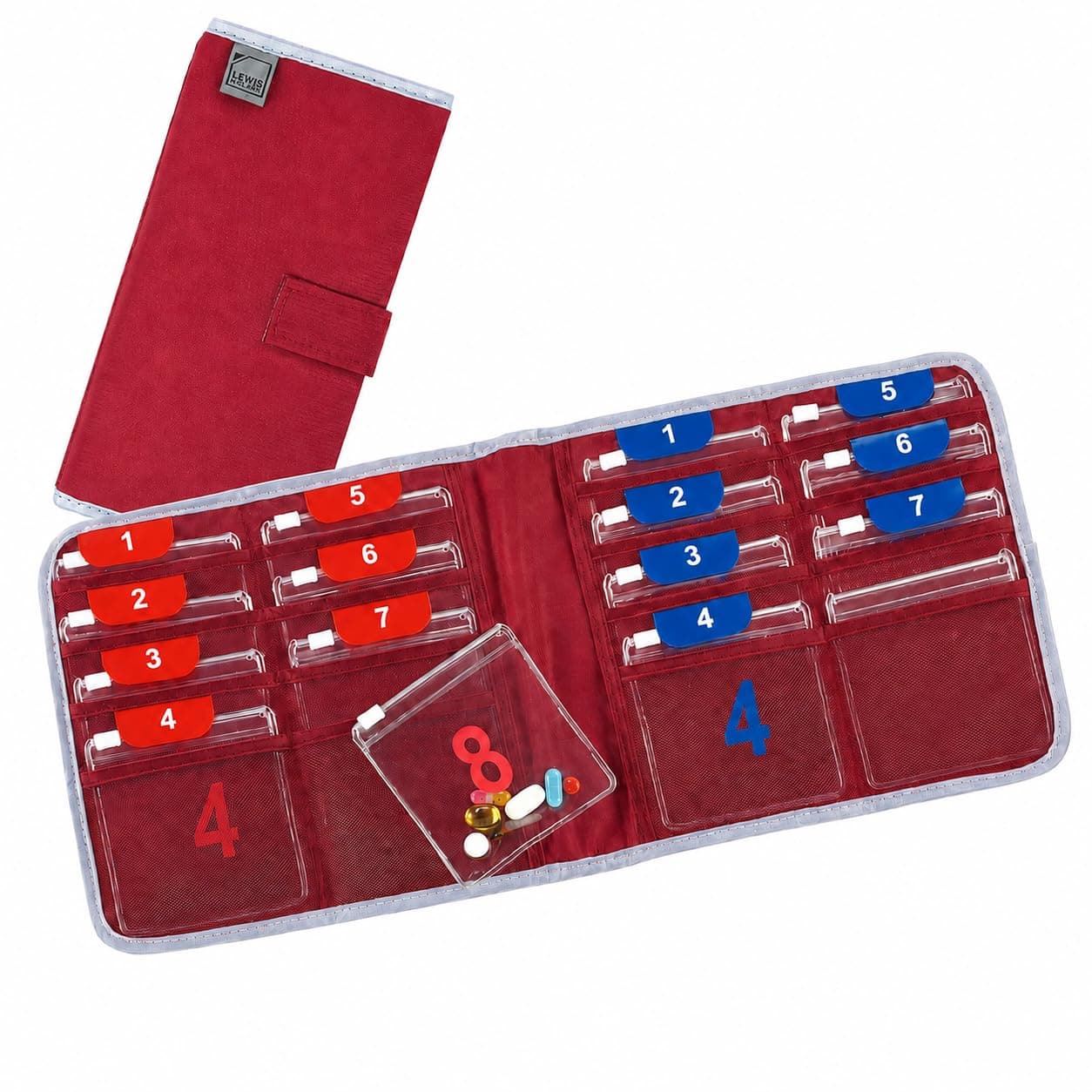 Lewis N. Clark AM/PM Folding Pill Organizer + Supplement Case for OTC Medicine