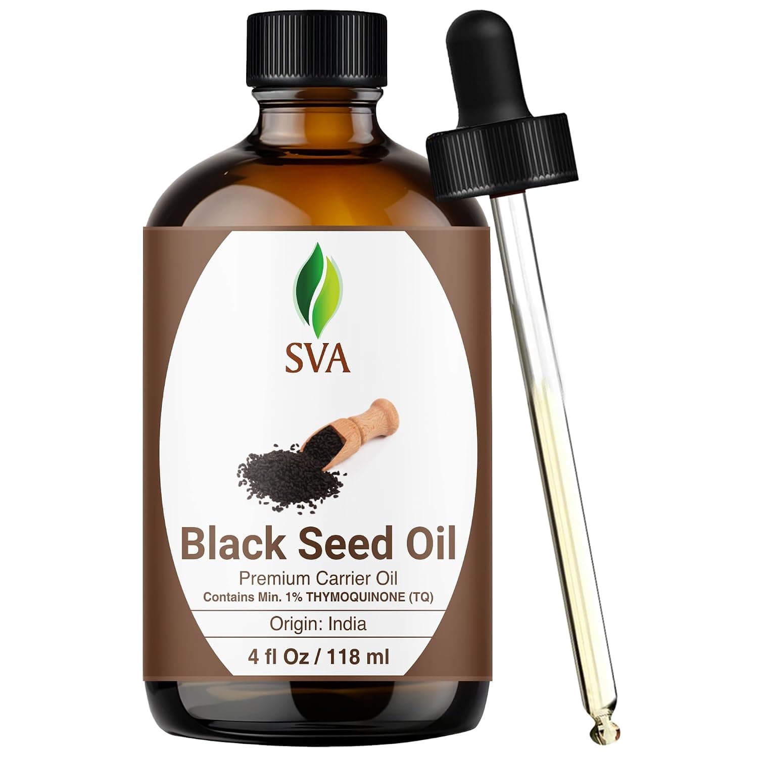 SVA ORGANICS 100% PURE COLD PRESSED BLACK SEED OIL 4 OZ (118 ML) VIRGIN/UNREFINED | Black Seed Oil for Hair Care, Scalp Massage, Hair Oiling, Face Care, Skin Care, Body Massage, DIY Blending & Custom Oil Blend