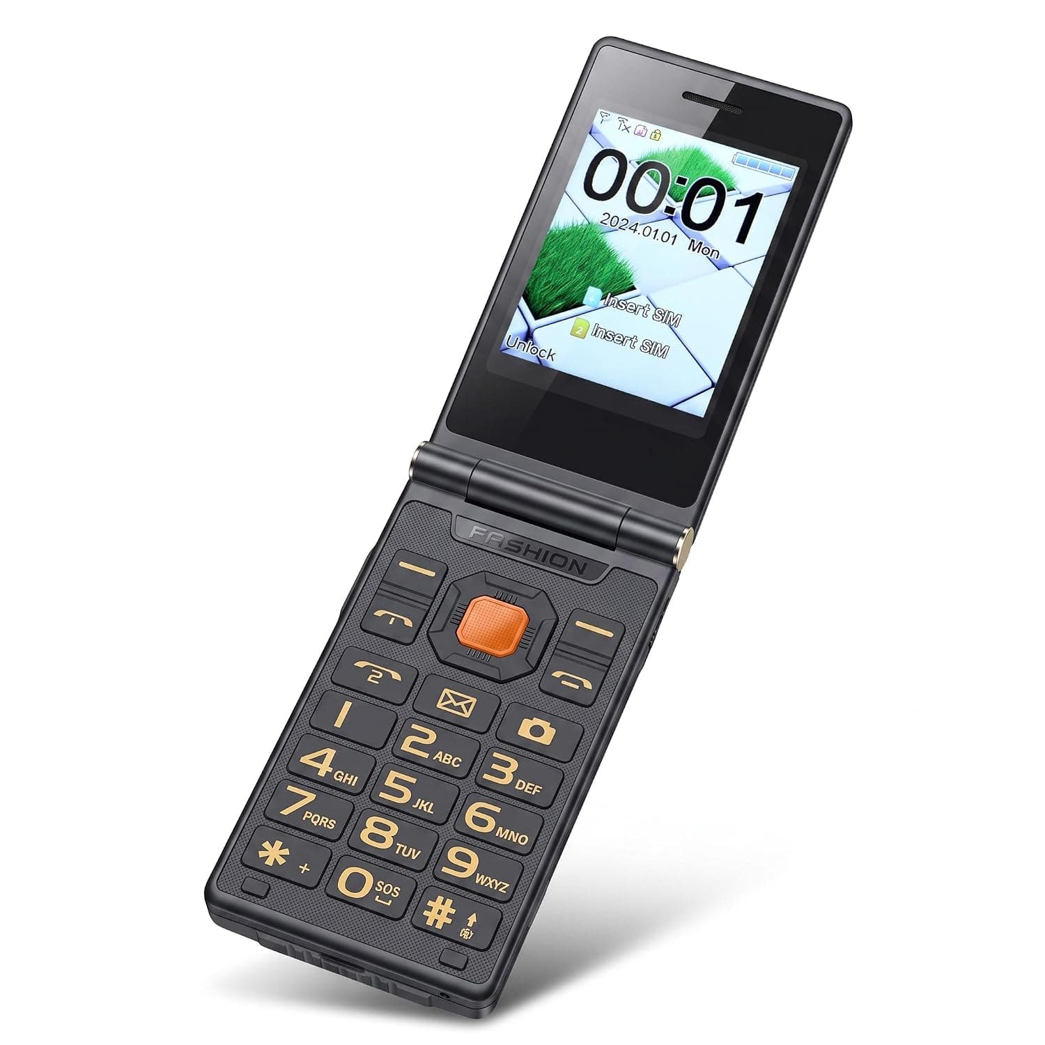 Bewinner Dual Screen Flip Phone with Camera, Large Fonts, Voice Broadcast System, Family Numbers, 4800mAh Battery, GSM 850/900/1800/1900 MHZ, Dual SIM Dual Standby, Support Up to 64GB, (Green)