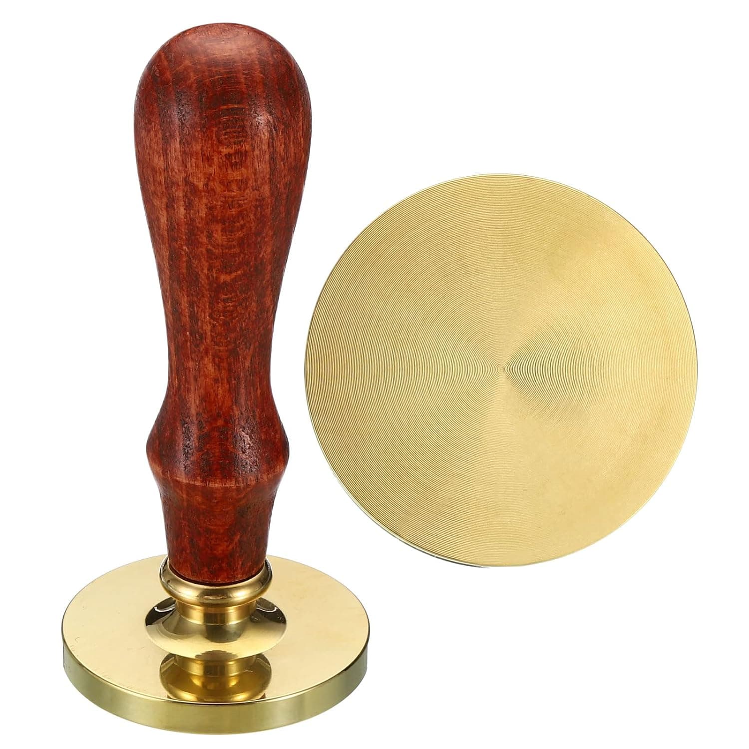PATIKIL 40mm Round Blank Wax Seal Stamp, Removable Brass Head Without Carving Wooden Handle Retro for Envelope Invitation Wine Packing Gift Wrapping