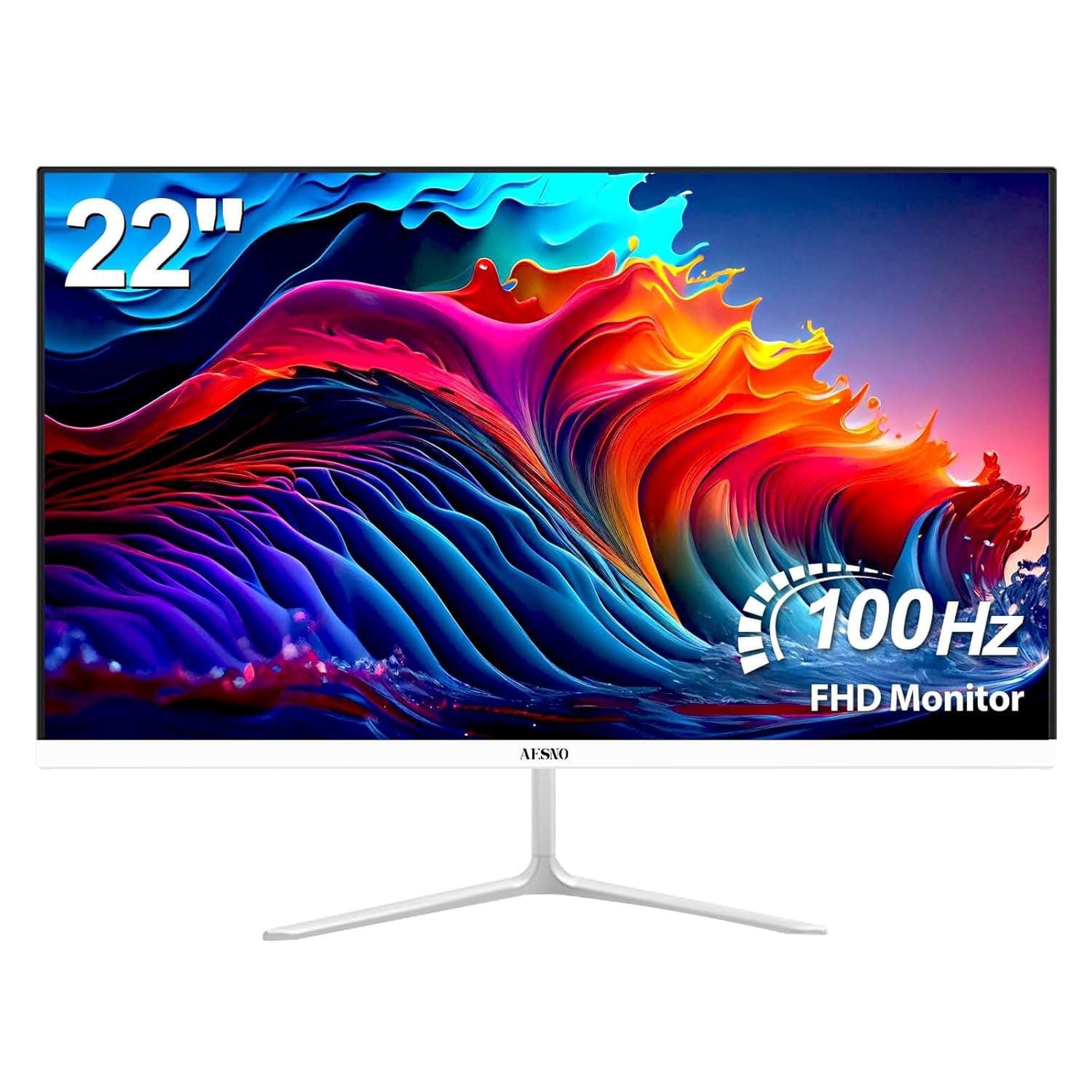 22" inch Monitor 1080P 100Hz Computer Display Screen FHD(1920x1080) 99% sRGB Flicker-Free With HDMI & VGA for Home Office & Business Use White