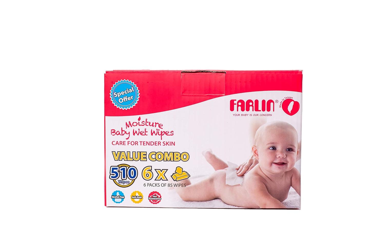 Farlin Anti-rash, 510 Wet Wipes (6 Packs*85)