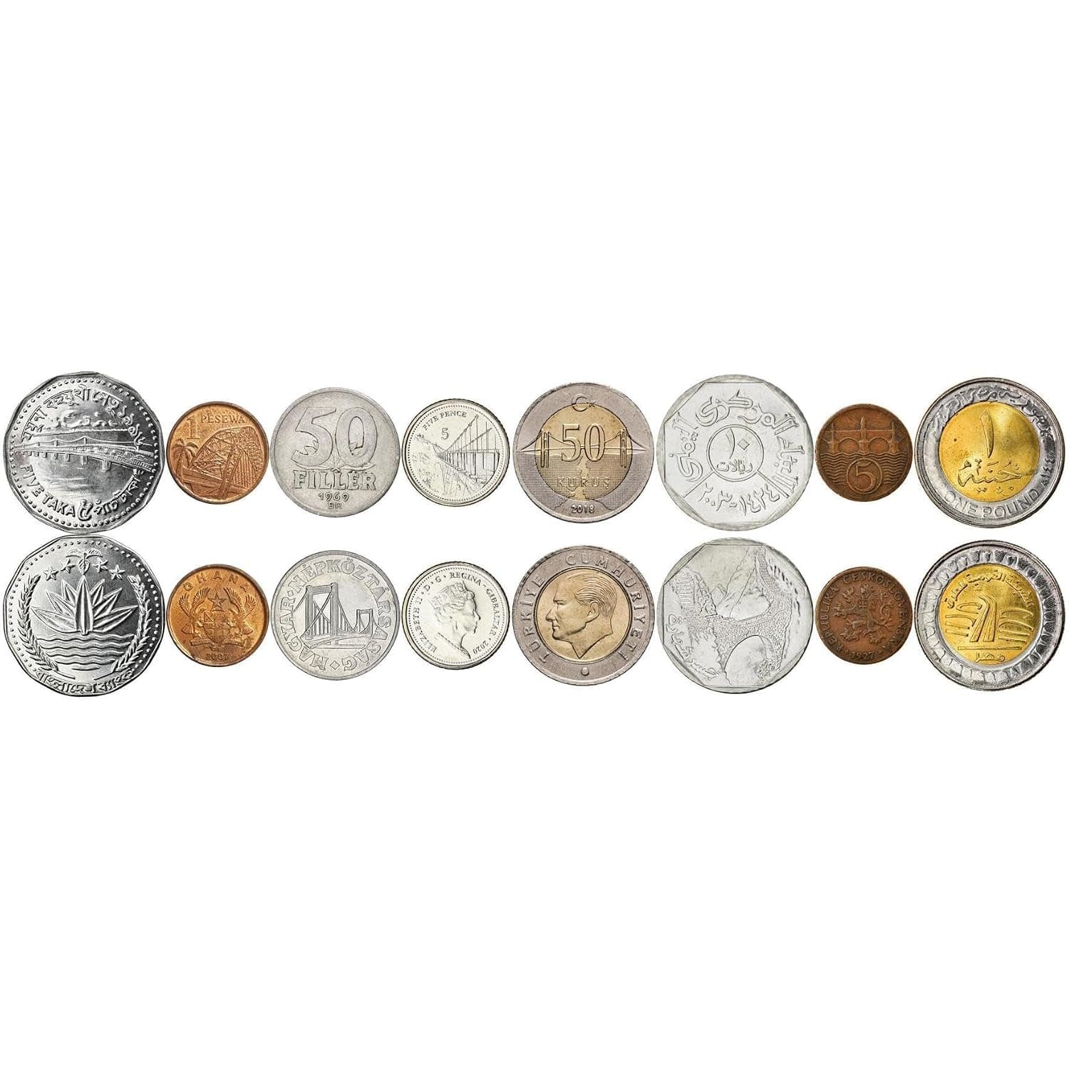 Bridge Coins Collection - 8 Coin Set - Featuring Elisabeth, Charles, Bosphorus, Jamuna, Shaharah and Other Bridges