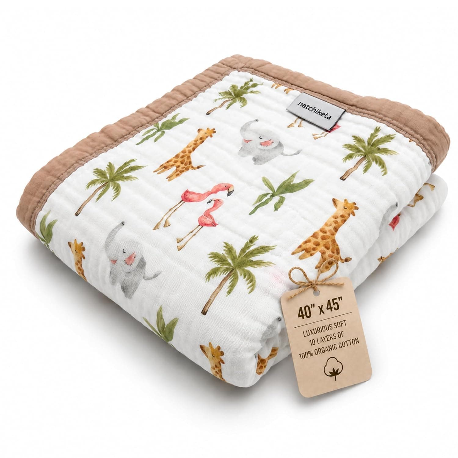 100% Organic Cotton Muslin Supersoft Baby Blanket, Luxurious Gender Neutral Swaddle & Receiving Blankets for Boys & Girls, Toddler Quilt & Stroller Blanket, Ideal Gift for Newborns & Toddlers (Jungle)