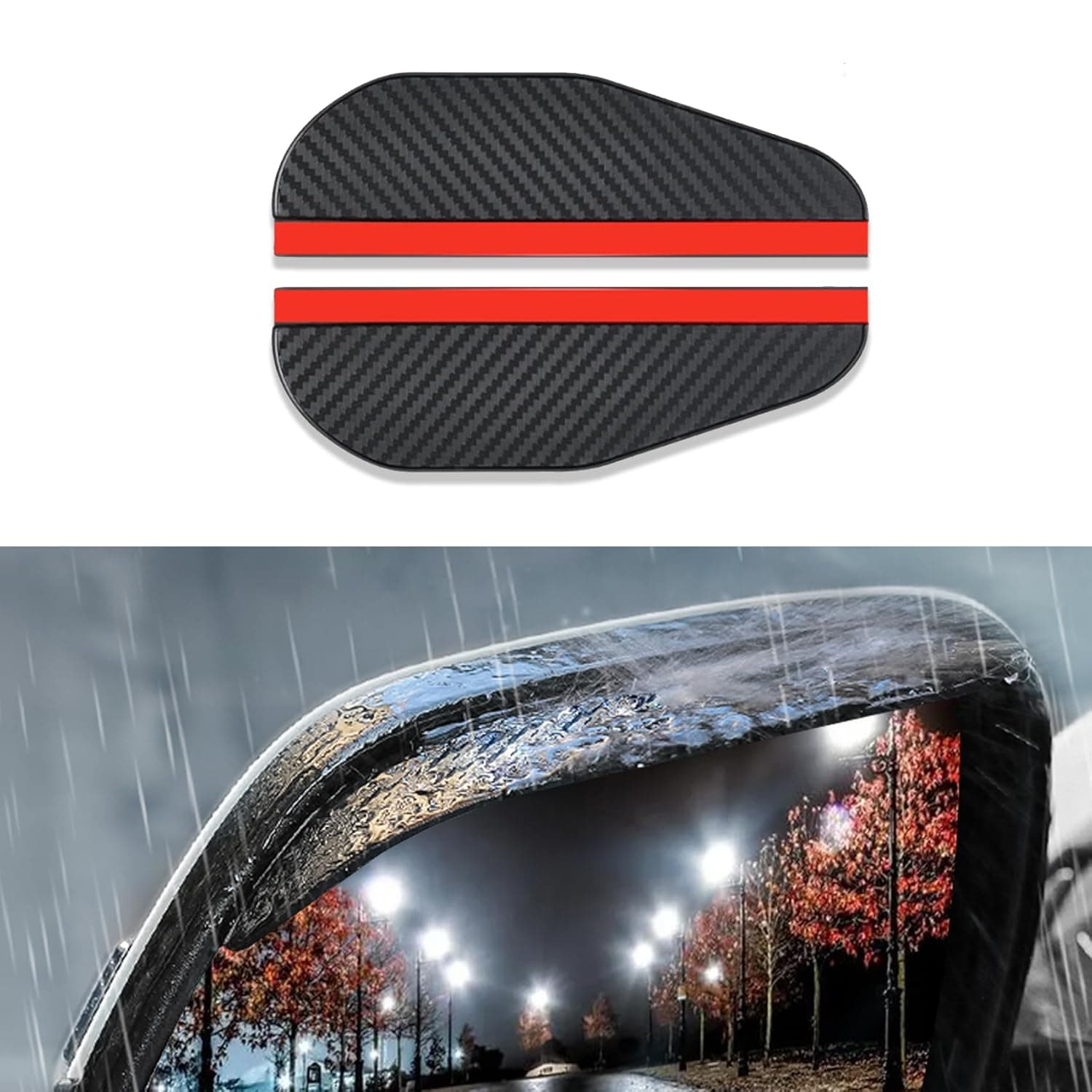 Car Rear View Mirror Rain Visor Guard, Car Rear View Side Mirror Rain Eyebrow, Carbon Fiber Waterproof Universal Automotive Exterior Accessories for Most Car, Truck, SUV