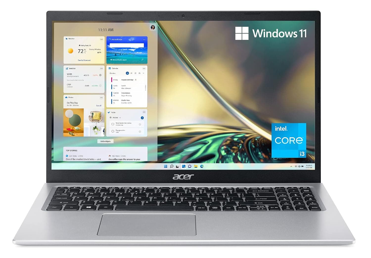 Acer Aspire 5 A515-56-32DK Slim Laptop - 15.6" Full HD IPS Display - 11th Gen Intel i3-1115G4 Dual Core Processor - 4GB DDR4-128GB NVMe SSD - WiFi 6 - Amazon Alexa - Windows 11 Home in S mode.