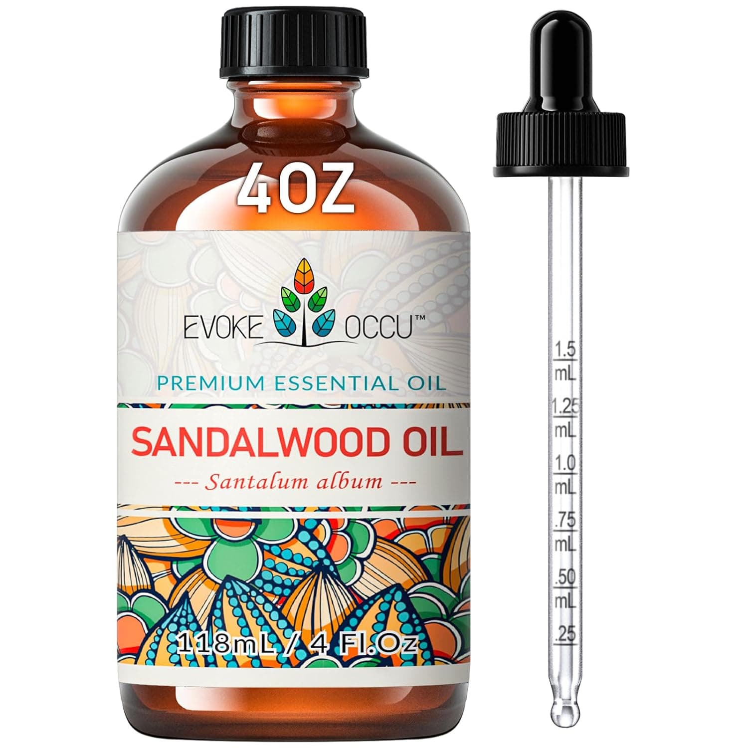 EVOKE OCCU Sandalwood Essential Oil 4 Oz, Pure Sandalwood Oil for Diffuser Meditation Candle Soap Making - 4 FL Oz
