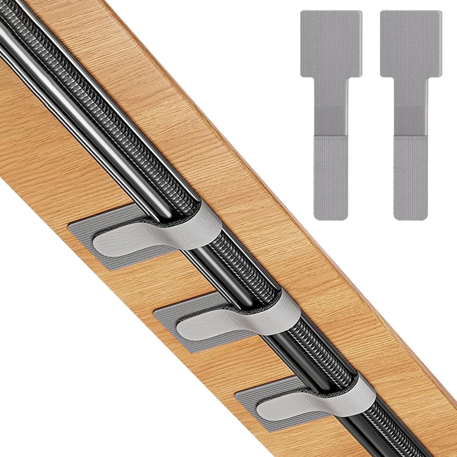 أربطة كيبلات من موسيلونز، منظمات أسلاك ذاتية اللصق قابلة لاعادة الاستخدام، لتنظيم الكيبلات، أربطة كيبلات ذاتية اللصق للأسلاك والخطافات ومشابك الإضاءة الخارجية، من 50 قطعة (رمادي)