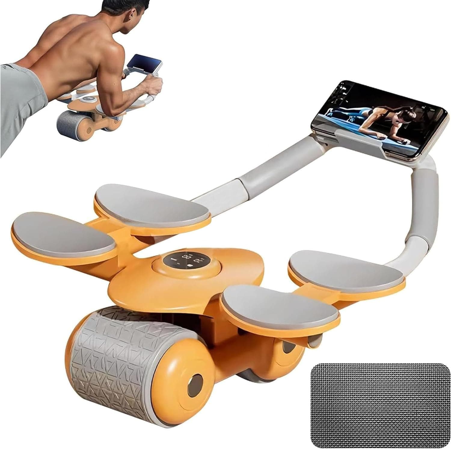 LinJie Automatic Rebound Abdominal Wheel,Ab Wheel Roller With Elbow Support And Timer,Automatic Rebound Abdominal Exercise Wheel,Home Gym Fitness Equipment For Abs Workout.