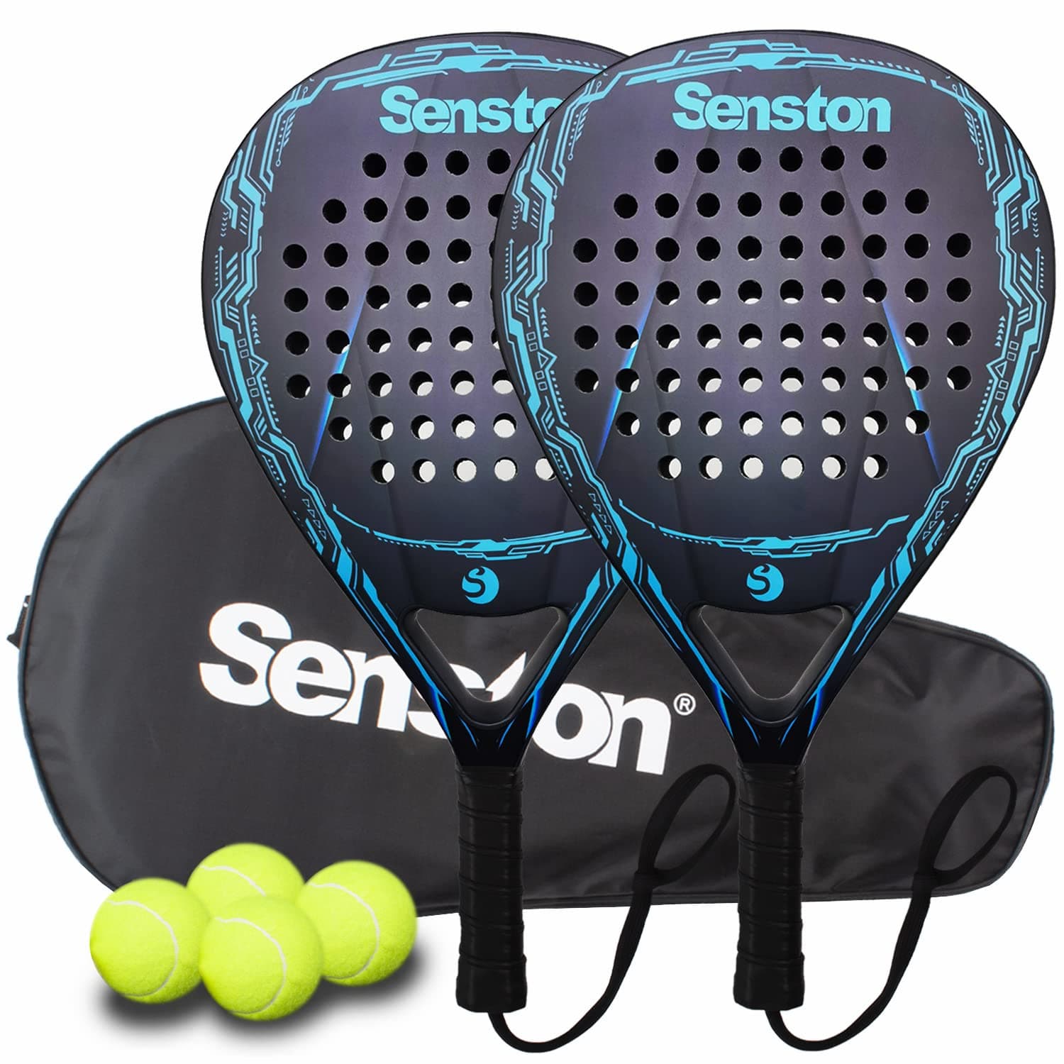 Senston Paddle Tennis Racket, Lightweight, Carbon-Fiber, EVA Core | Carbon-Fiber Surface, EVA Memory Core, Comfortable Grip, Durable, Shock Absorption, For All Levels