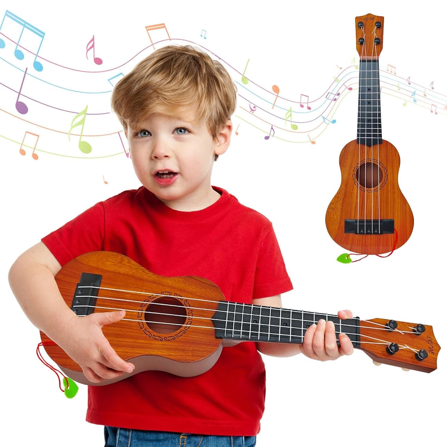 Kids Toy Ukulele Guitar, 17 Inch Classical Guitar Musical Toy, 4 Strings Educational Learning Ukulele for Toddlers and Preschoolers, Fun and Interactive Musical Instrument