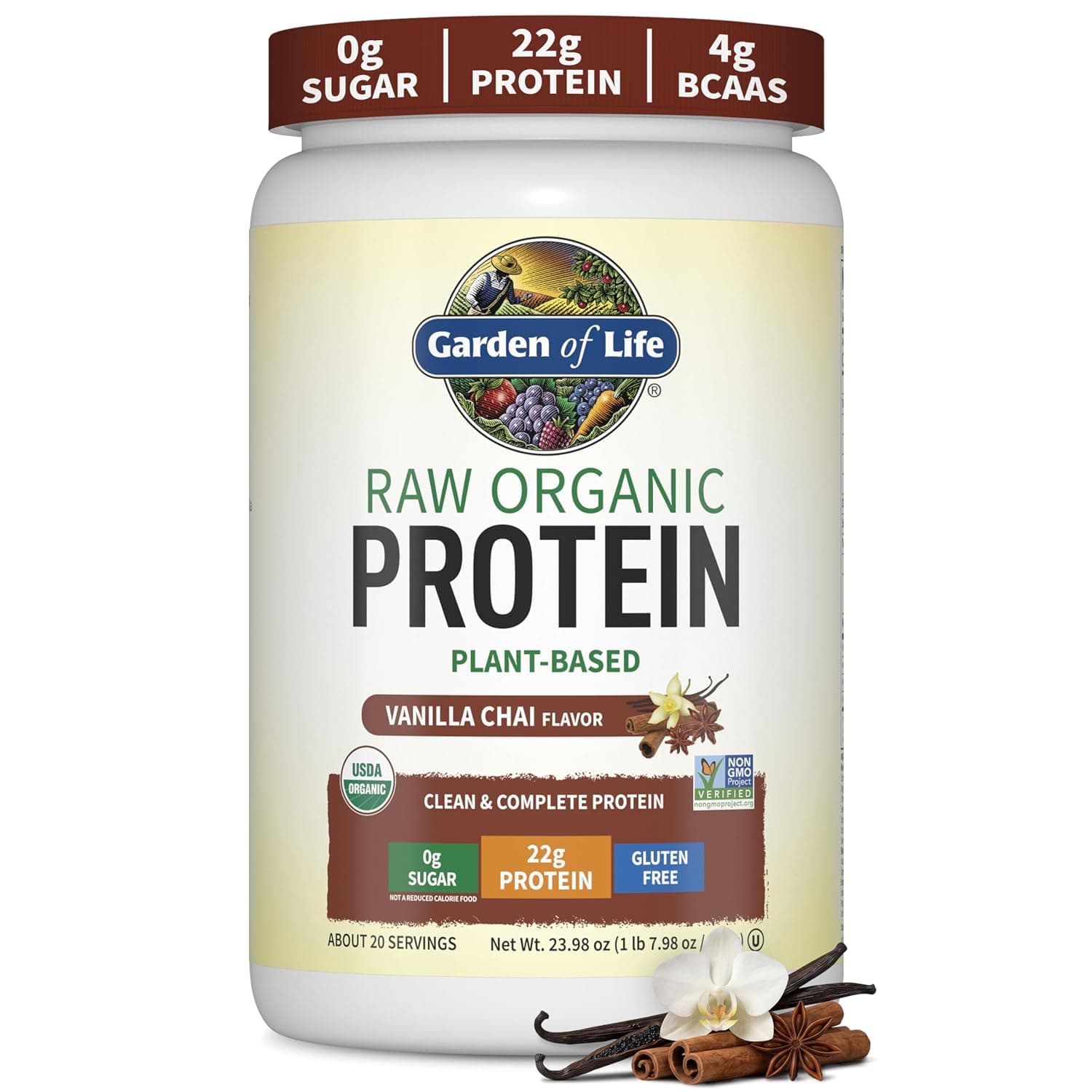 Garden of Life, RAW Organic Protein, Organic Plant Formula, Vanilla Chai, 1.3 lbs (580 g)