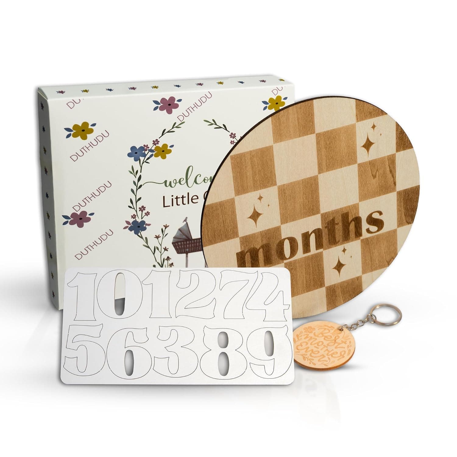 Baby Monthly Milestone Signs - Monthly Baby Milestone Signs boy (Caro) | Gender-neutral baby monthly milestone set. 3D wooden monthly milestone signs & baby milestone signs. Perfect gift.