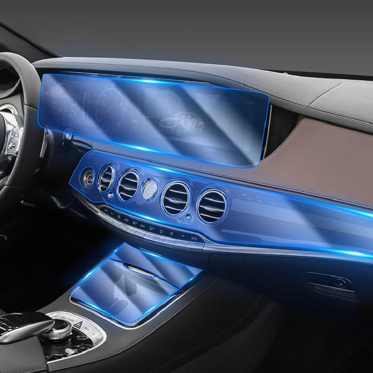 SYUFRE Car Center console GPS navigation Transparent TPU Protective film Anti-scratch Repair Interior refit Accessories，For Mercedes Benz Class-S W221 W222 S350 S450 2014-2020