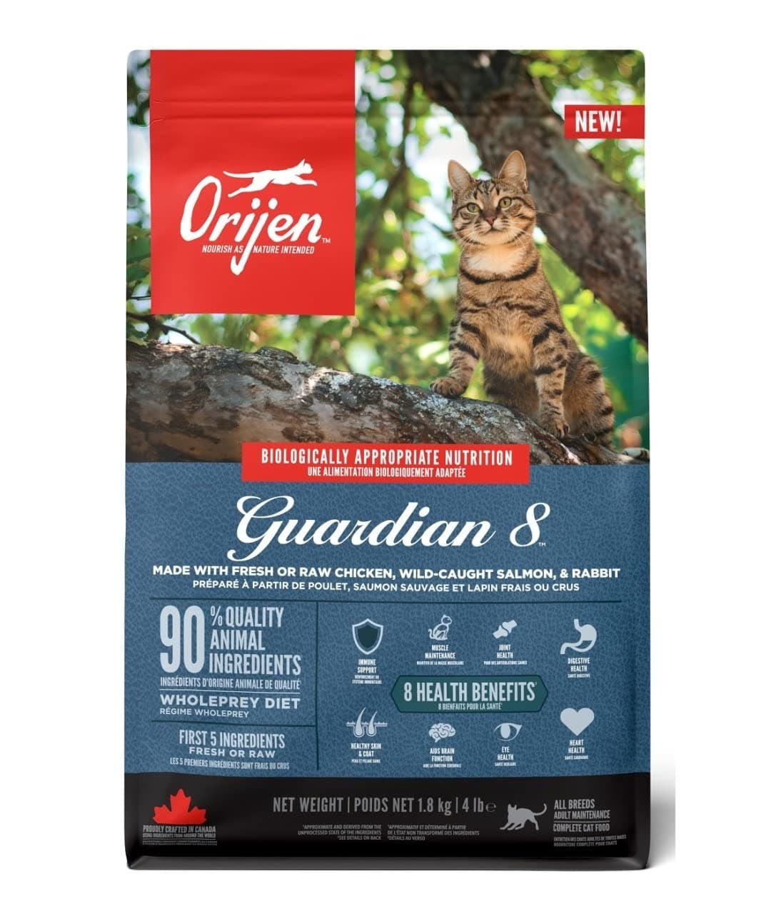 Orijen Cat Dry Food Guardian 8 Chicken Salmon Rabbit - 1.8 Kg