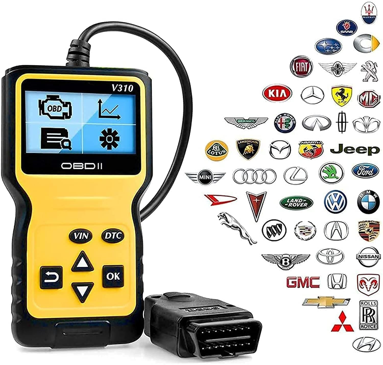 Arabest Car Trouble Code Reader, OBD2 Scanner Engine Diagnostics V310 Car Code Reader and Vehicle Car Engine Trouble Diagnostic Code Scanner Tool for All Cars