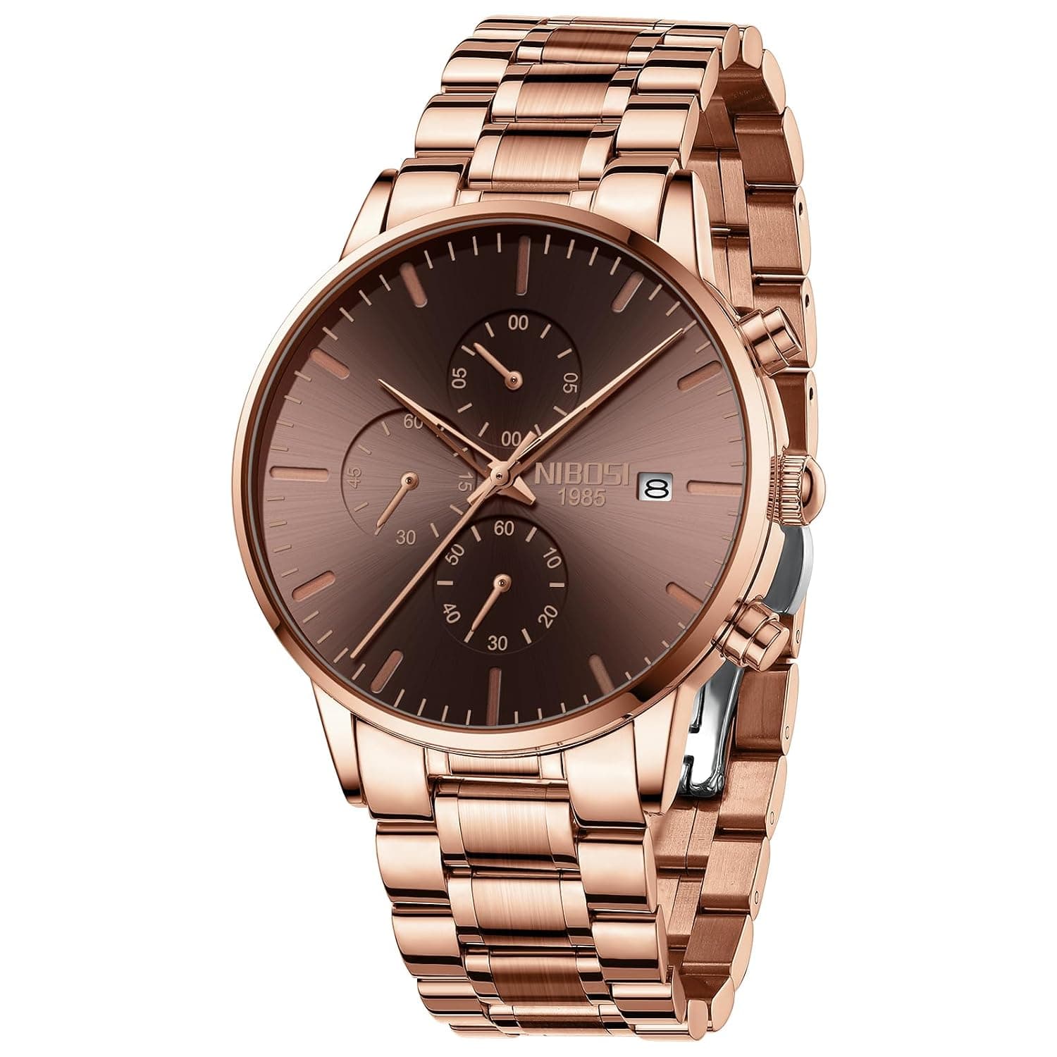 NIBOSI Men's Watches Analog Minimalist Black Dial Watches for Men Business Chronograph Military Casual Gift Wrist Watches Stainless Steel Strap Date