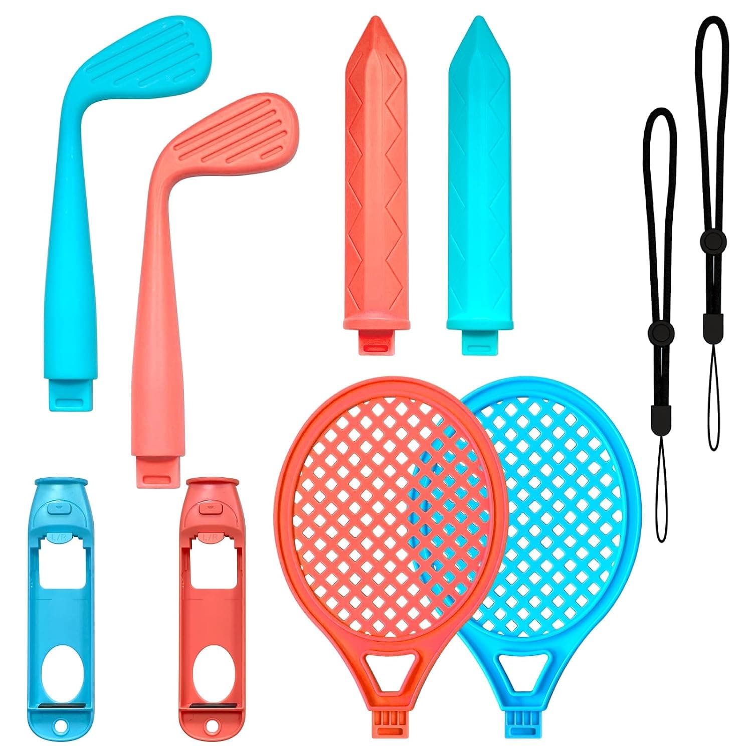 Sports Game Accessories Bundle for Nintendo Switch 2 (2025) , 10 in 1 Motion Control Kit of Golf Clubs Sword Tennis Rackets Detachable Joy-Con Handle Grips Family Party for Switch Sports & Mario Golf