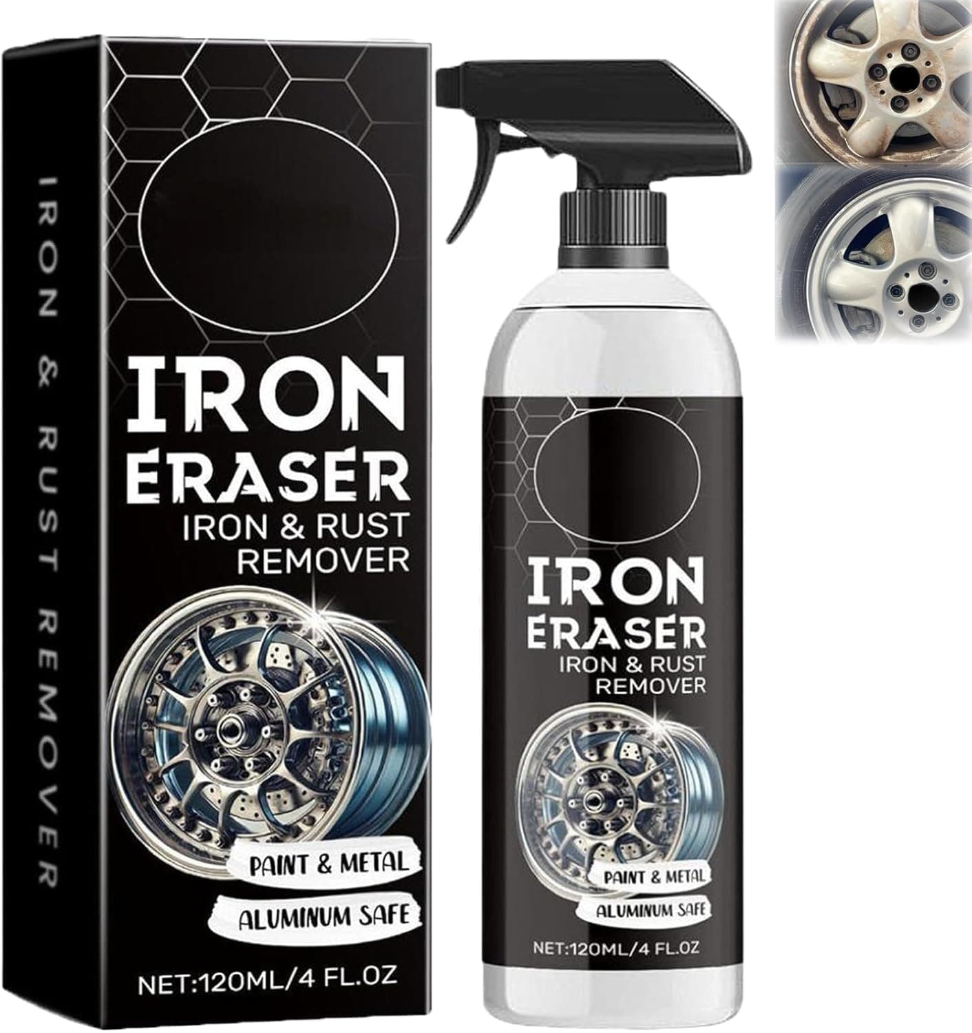 Generic Iron Eraser Rust Remover Spray, Iron Powder Remover Spray for Car Rims and Paint – Fast-Acting Rust and Brake Dust Remover Surface Cleaner for Vehicles (1 Piece)
