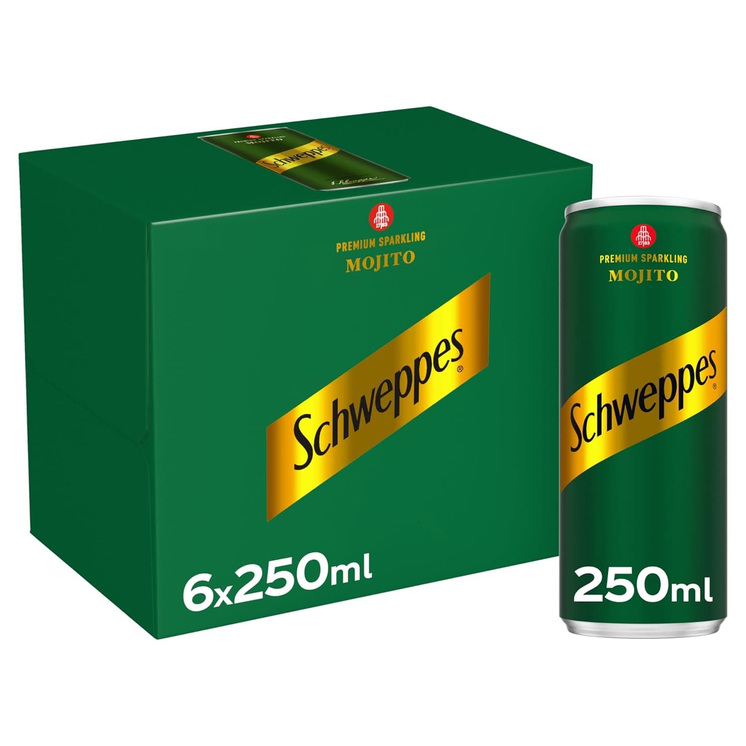 Schweppes Mojito Pack of 6 x 250ml, Premium Carbonated Drink Full of Flavour and Freshness, Schweppes The Perfect Companion with Your Meals