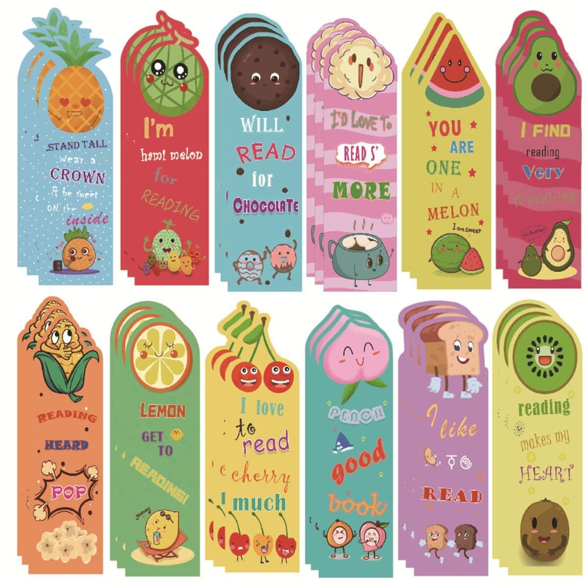 36 Pieces Fruit Scented Magnetic Scratch and Sniff Bookmarks, Cute Novelty Bookmarks for Kids, Teens, Students – Fun School Supplies and Gift Set with 12 Unique Styles