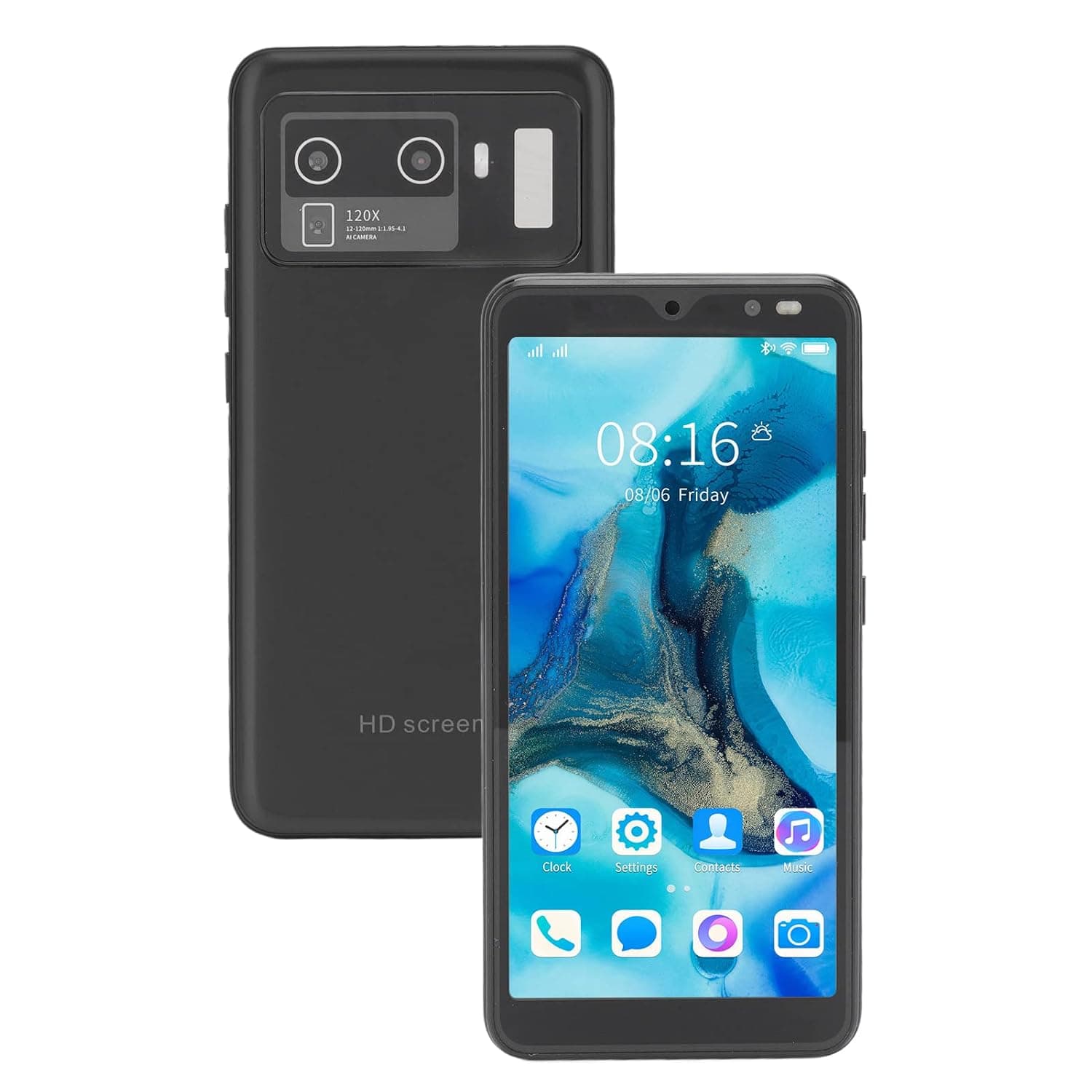 Unlocked Android Phones, Uitra Smart Phone with 5.45In Hd Full Screen Ram 2Gb Rom 32Gb Dual Card Mobile Phone, Mtk6799 Quad-Core Cpu, with Face Recognition, Built In Battery(Black)