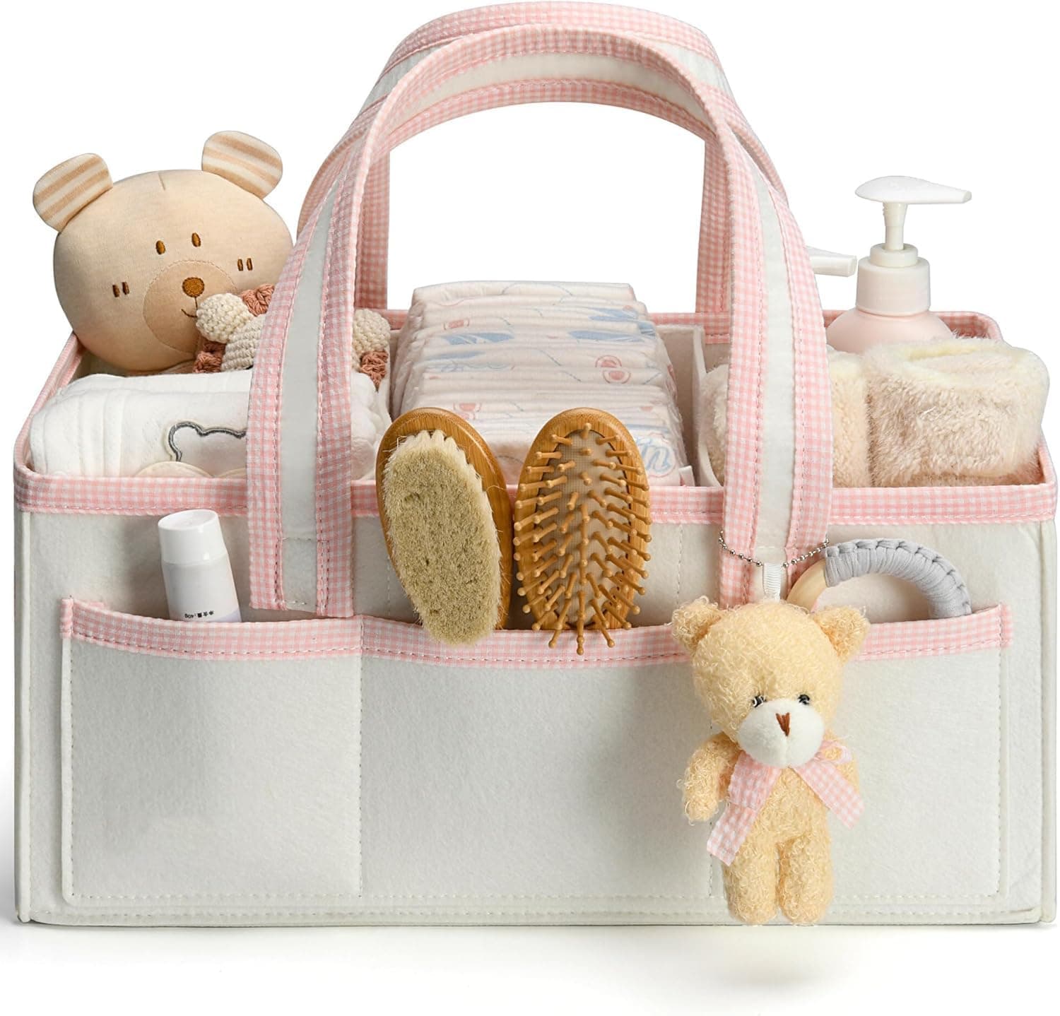 XL Diaper Caddy Organizer With Handle, Baby Shower Gifts Basket Bag, Registry Search Must Haves Items, Newborn Girl Boy Nursery Storage Organizer, Baby Bag Essentials, Car Diaper Caddy Cart